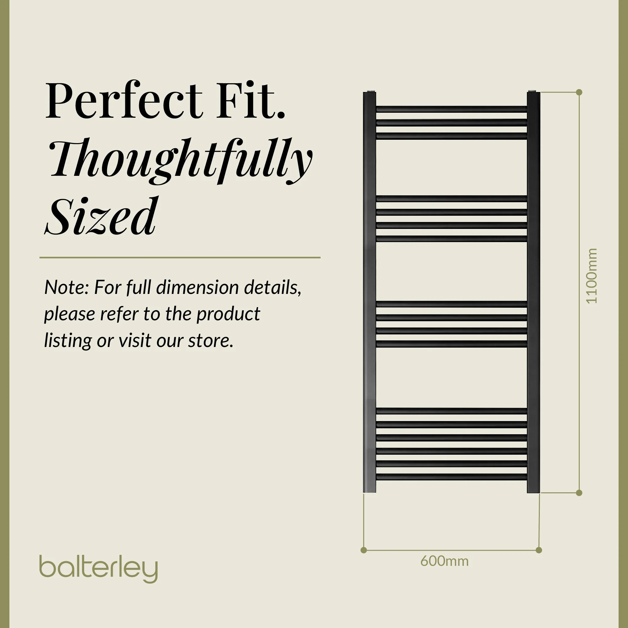 Straight Heated Heated Towel Rail Radiator, W: 600mm - Choice of Height and Finish - Image 67