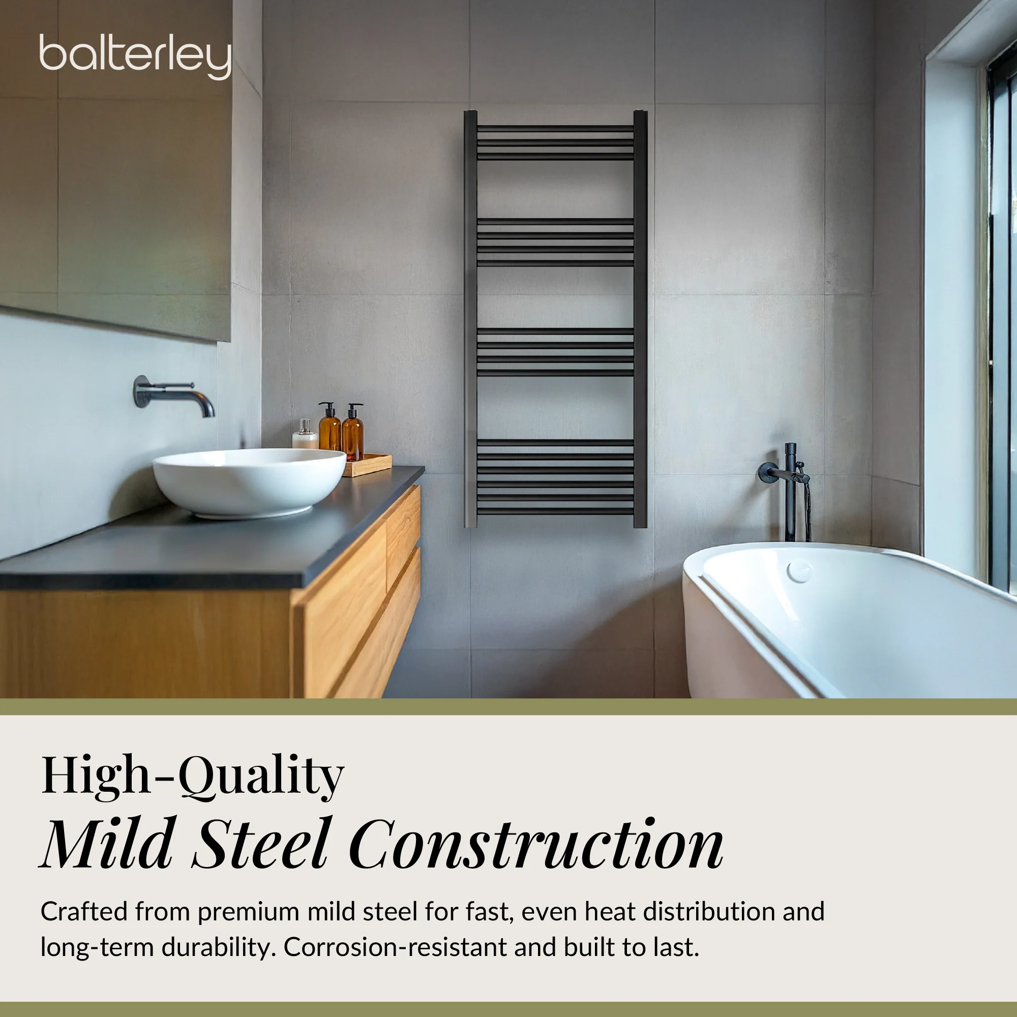 Straight Heated Heated Towel Rail Radiator, W: 600mm - Choice of Height and Finish - Image 70