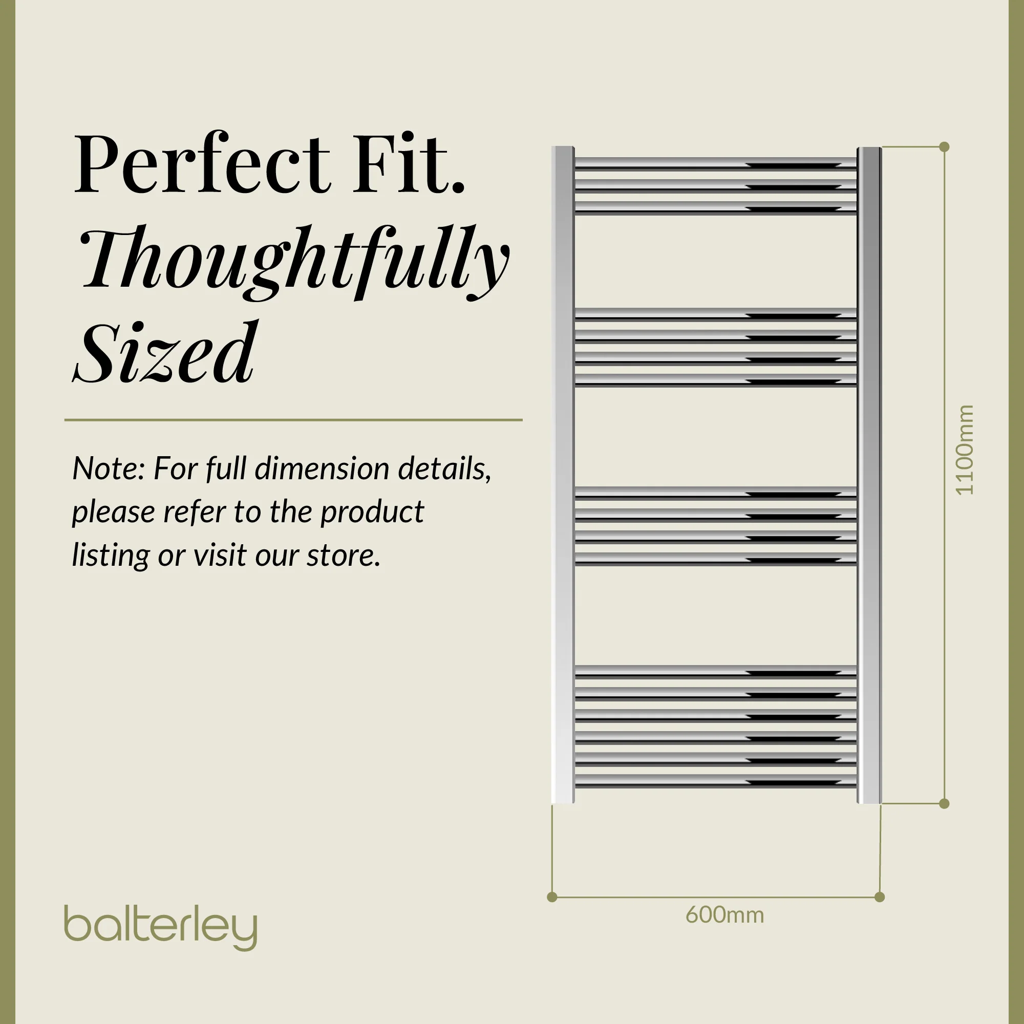 Straight Heated Heated Towel Rail Radiator, W: 600mm - Choice of Height and Finish - Image 77