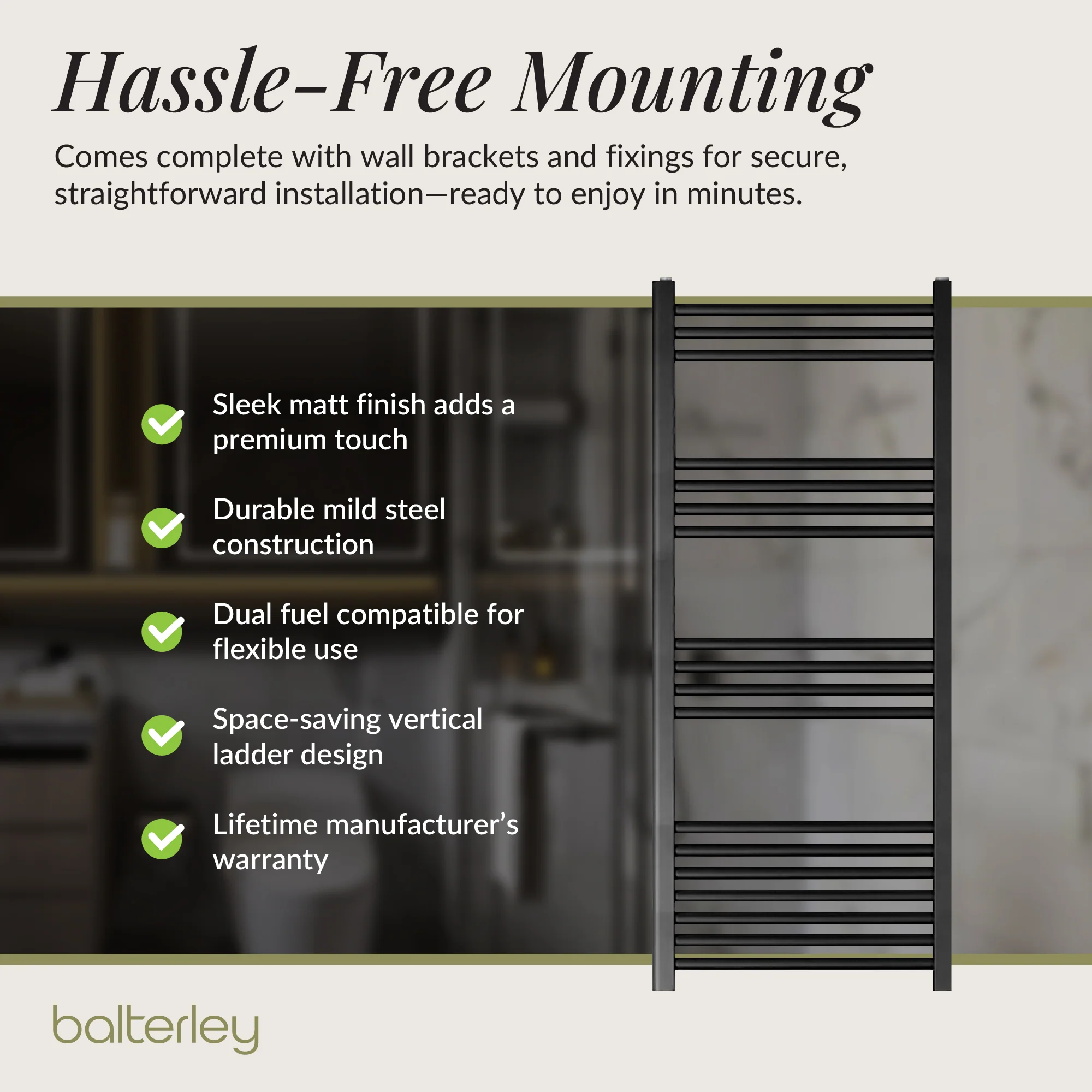 Straight Heated Heated Towel Rail Radiator, W: 600mm - Choice of Height and Finish - Image 88