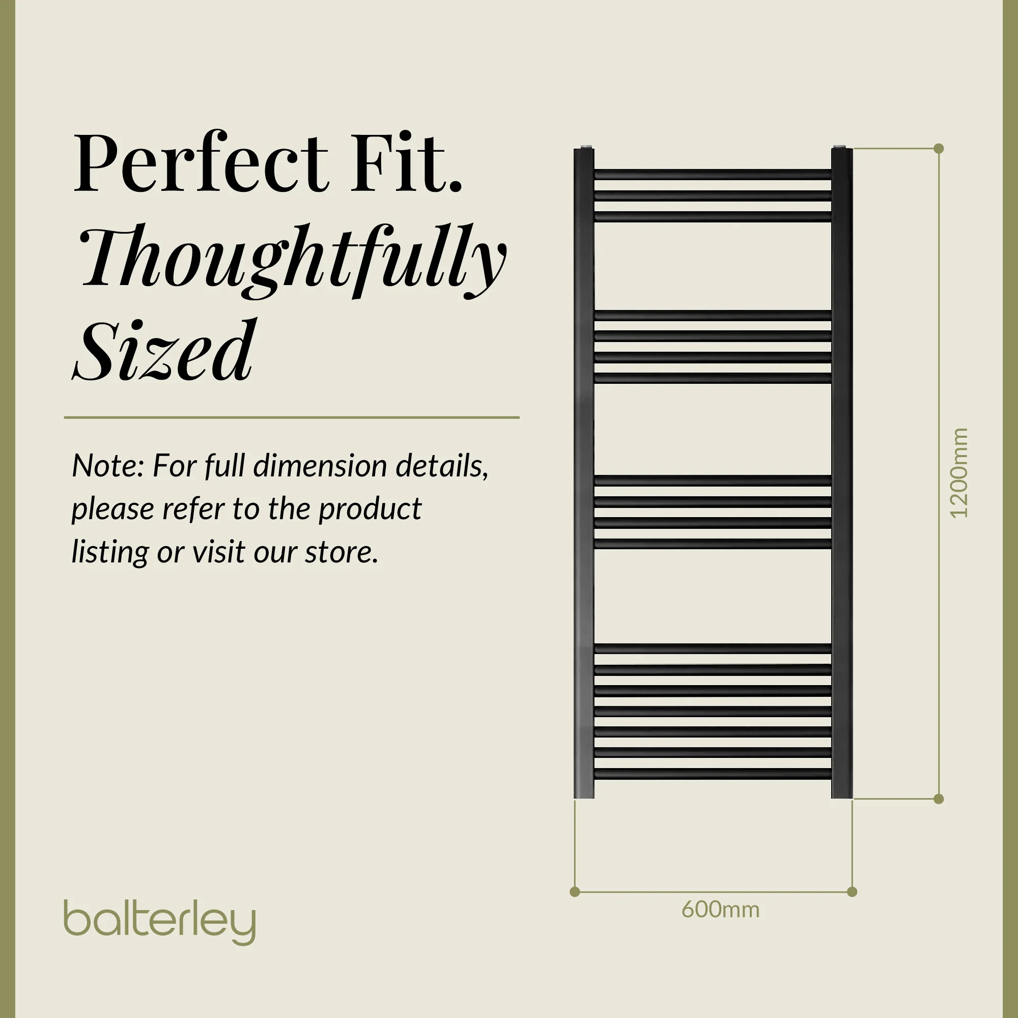 Straight Heated Heated Towel Rail Radiator, W: 600mm - Choice of Height and Finish - Image 89
