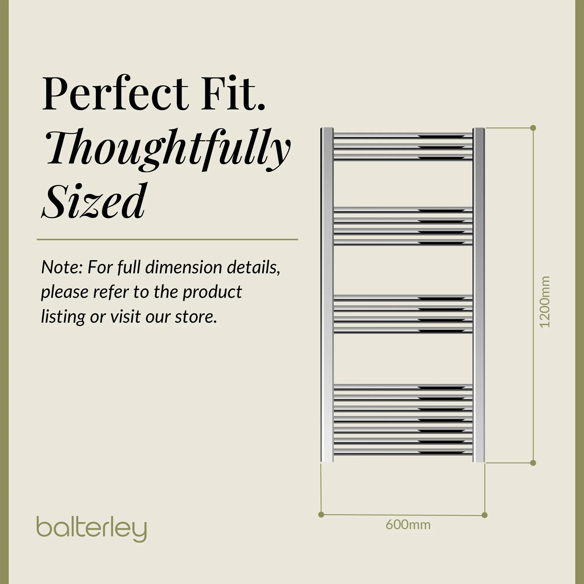 Straight Heated Heated Towel Rail Radiator, W: 600mm - Choice of Height and Finish - Image 92