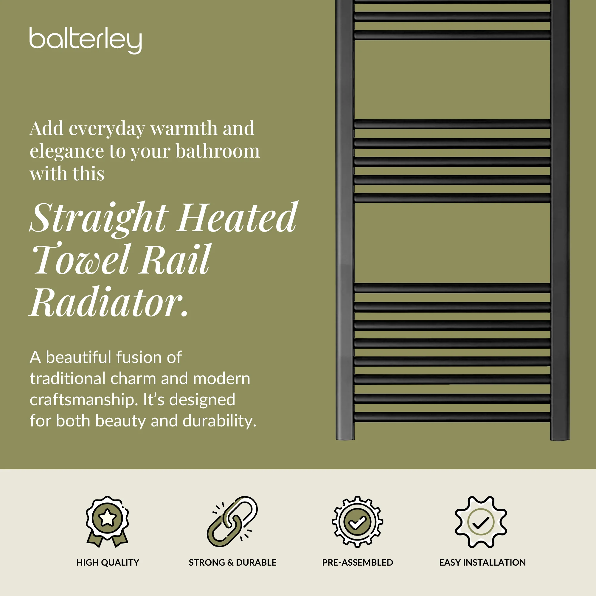 Straight Heated Rail Dual Fuel Towel Warmer, W: 500mm – Choice of Size & Finish - Image 103