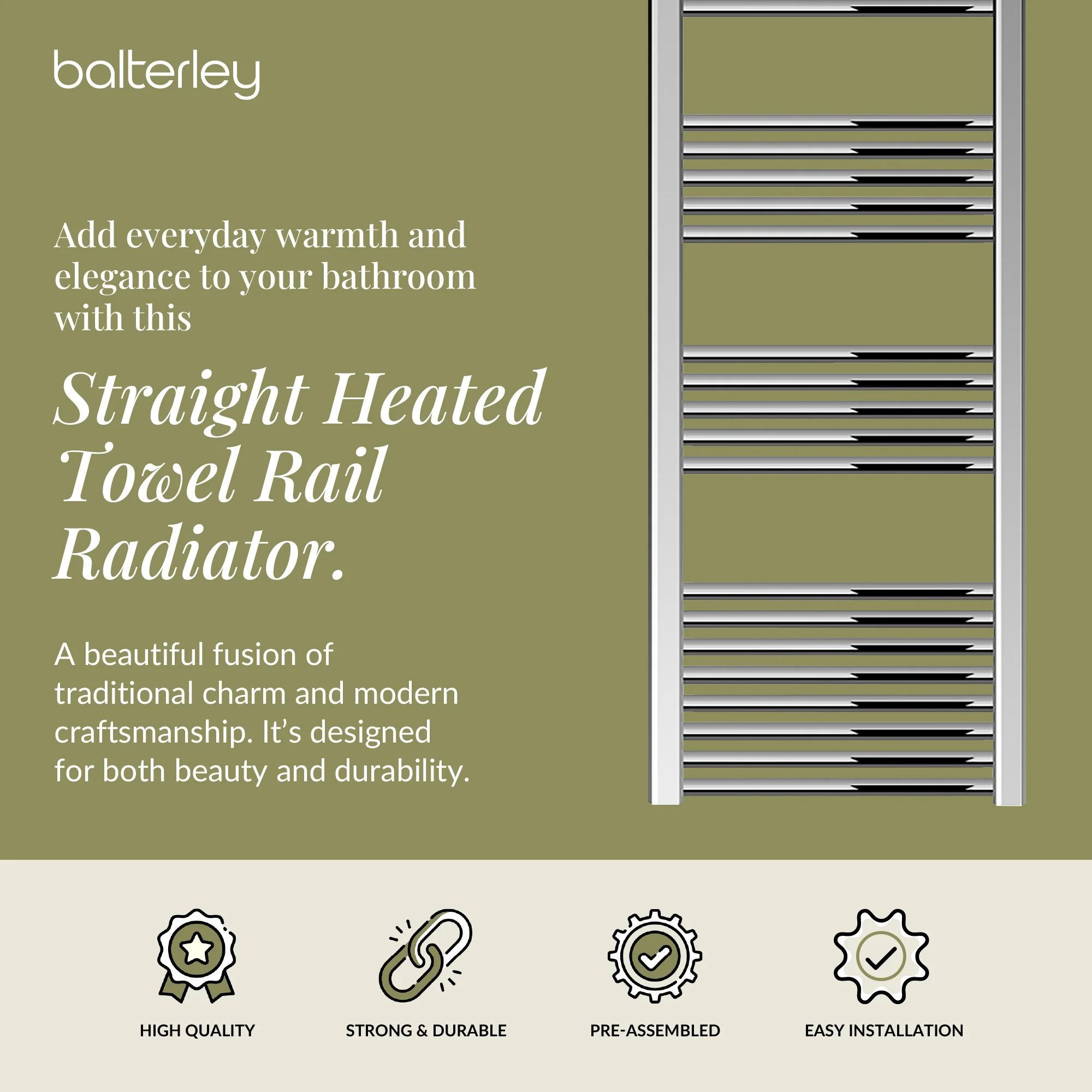 Straight Heated Rail Dual Fuel Towel Warmer, W: 500mm – Choice of Size & Finish - Image 112