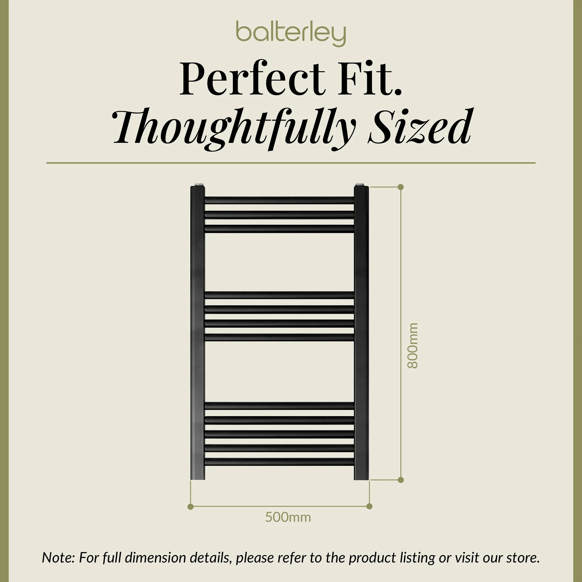 Straight Heated Rail Dual Fuel Towel Warmer, W: 500mm – Choice of Size & Finish - Image 46