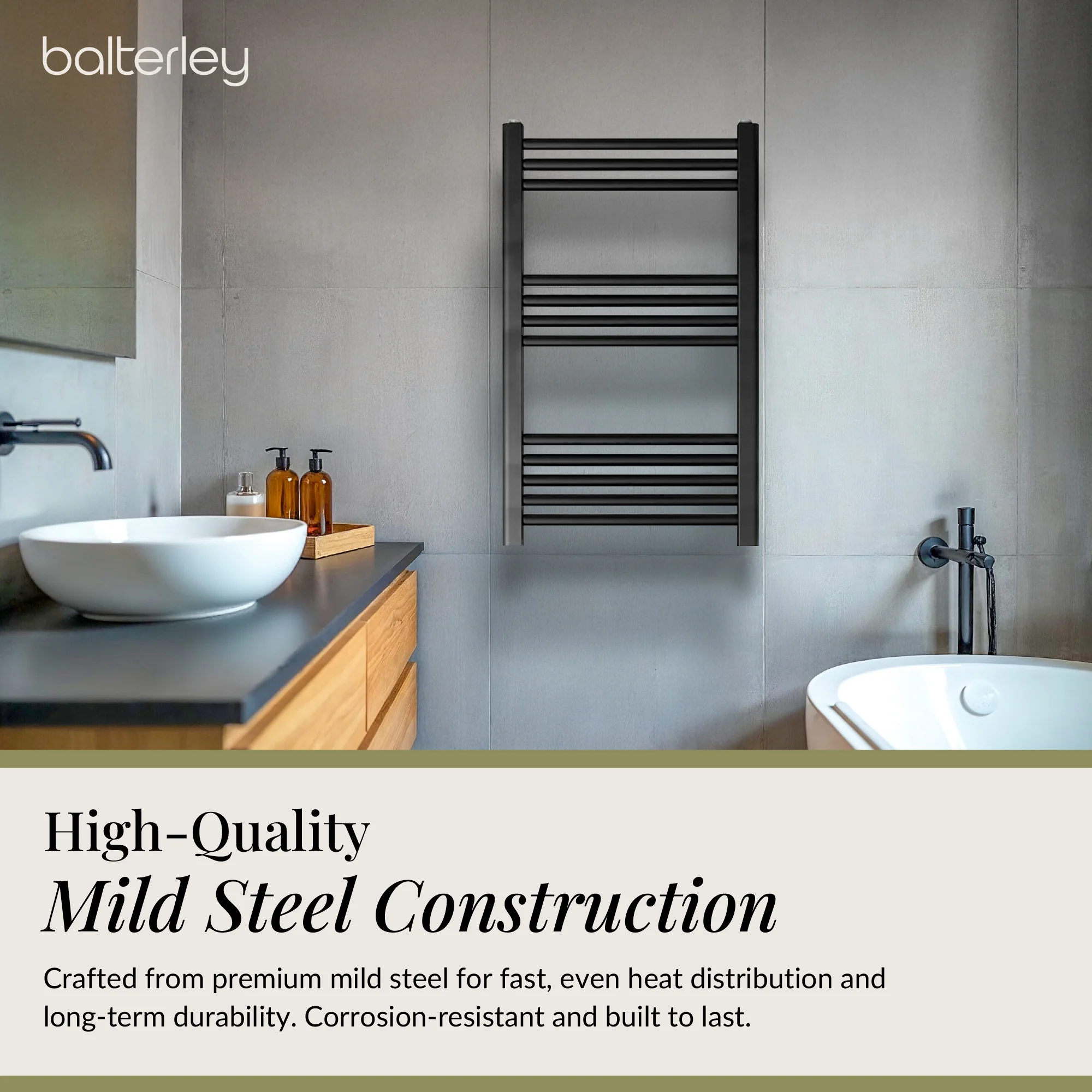 Straight Heated Rail Dual Fuel Towel Warmer, W: 500mm – Choice of Size & Finish - Image 51