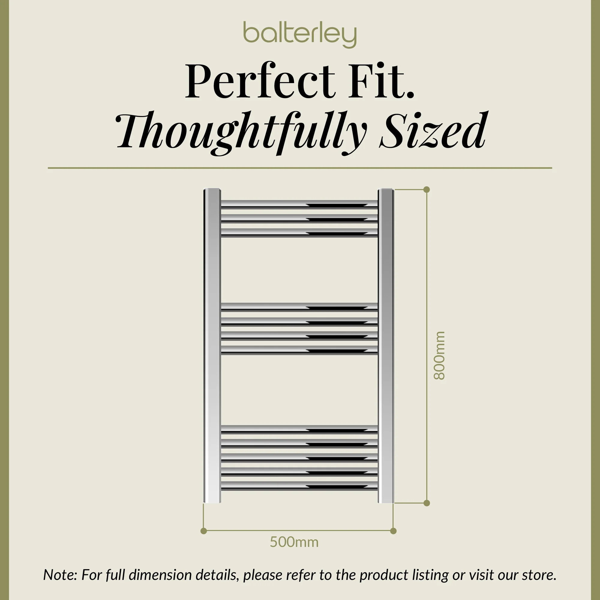 Straight Heated Rail Dual Fuel Towel Warmer, W: 500mm – Choice of Size & Finish - Image 65