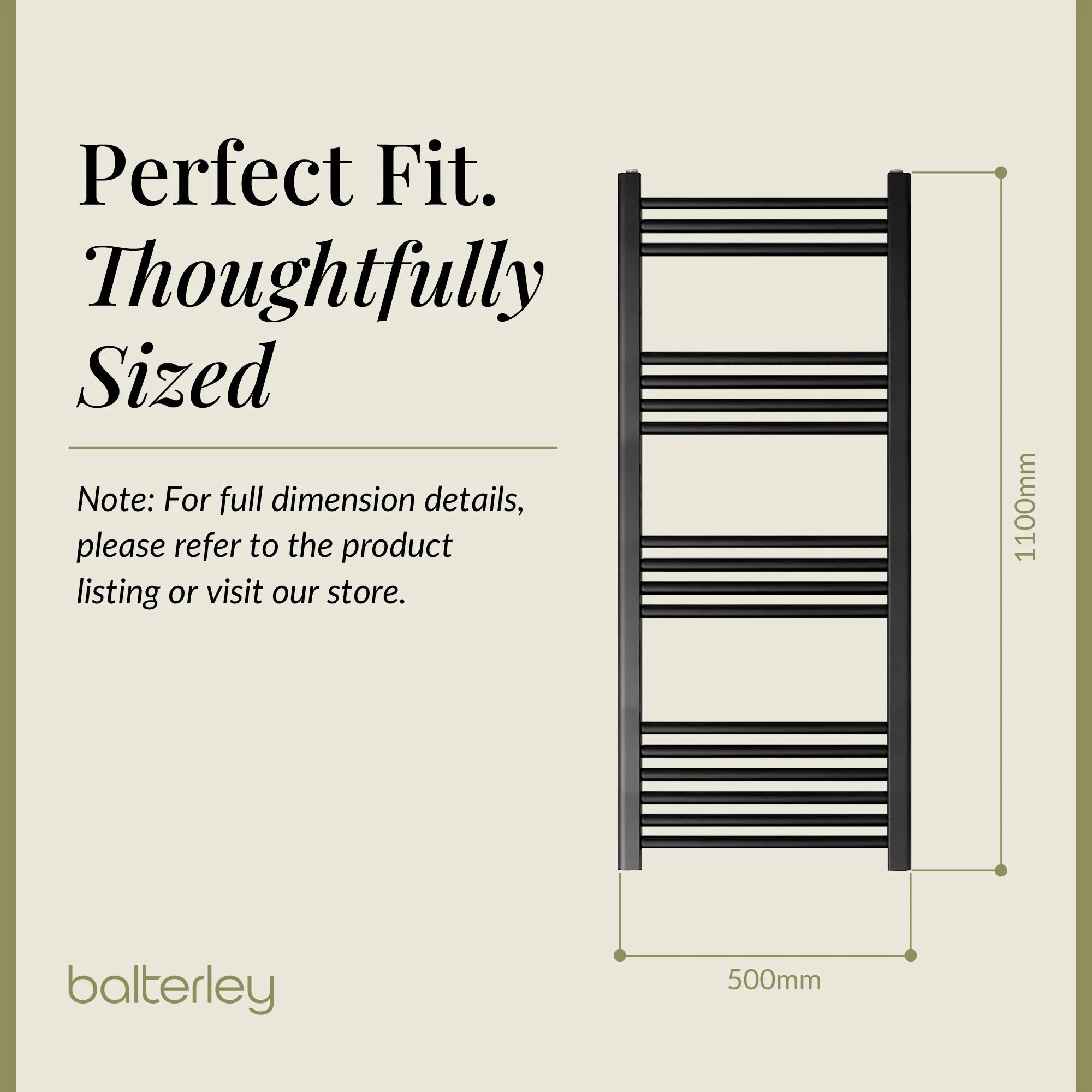 Straight Heated Rail Dual Fuel Towel Warmer, W: 500mm – Choice of Size & Finish - Image 73