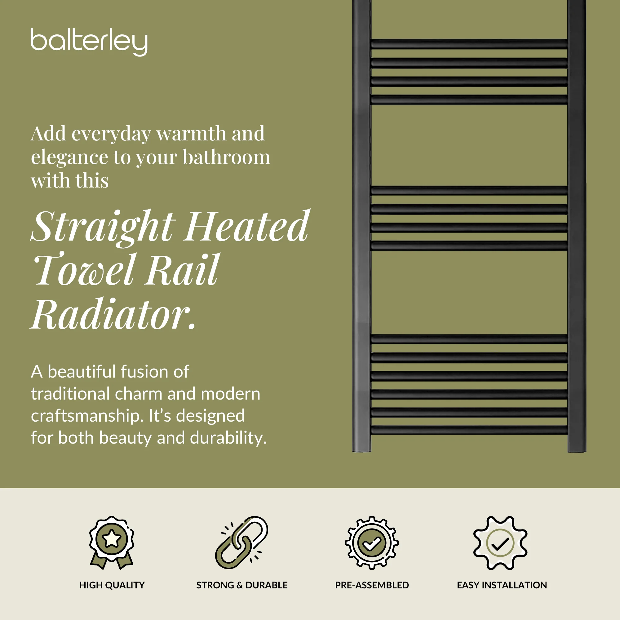Straight Heated Rail Dual Fuel Towel Warmer, W: 500mm – Choice of Size & Finish - Image 74