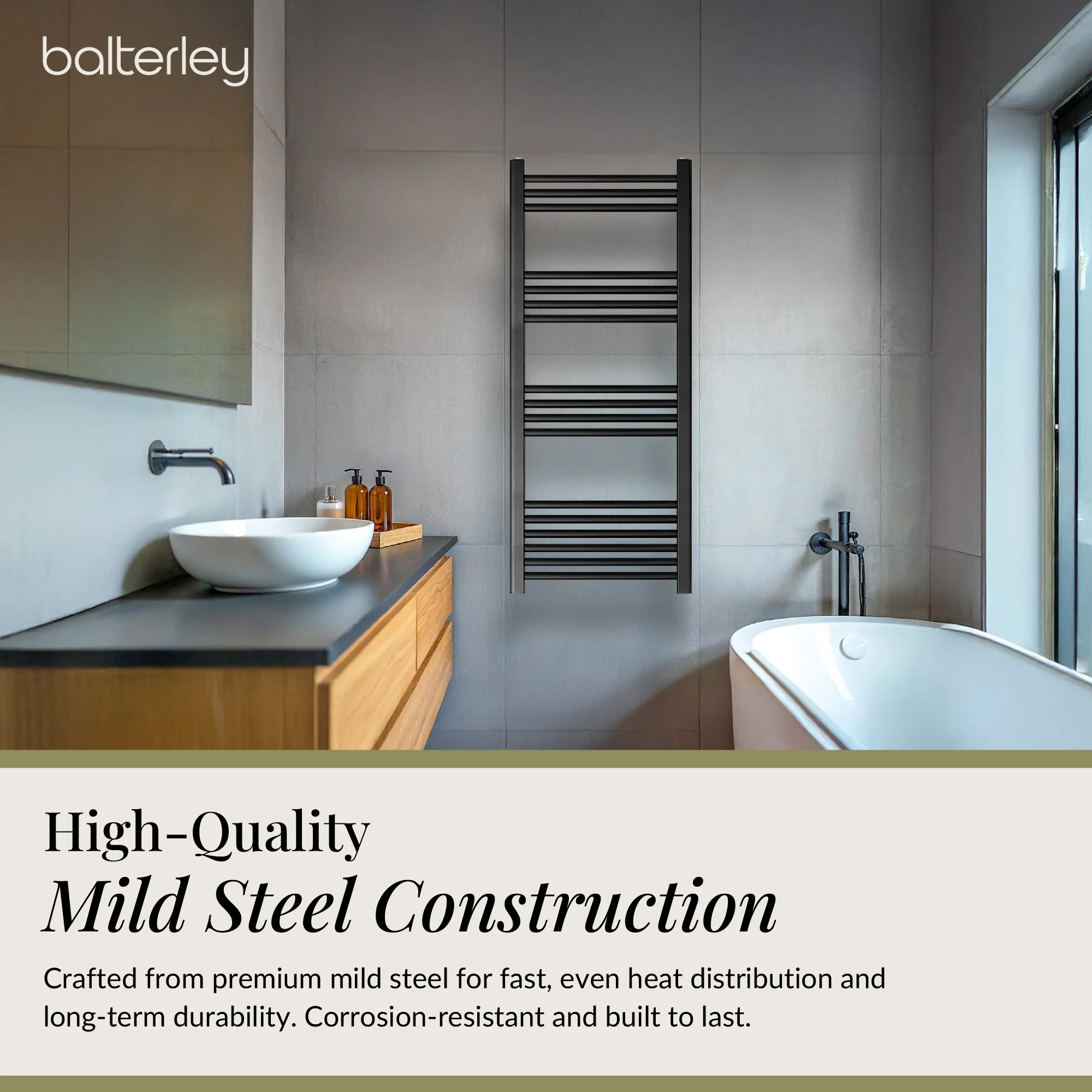 Straight Heated Rail Dual Fuel Towel Warmer, W: 500mm – Choice of Size & Finish - Image 76