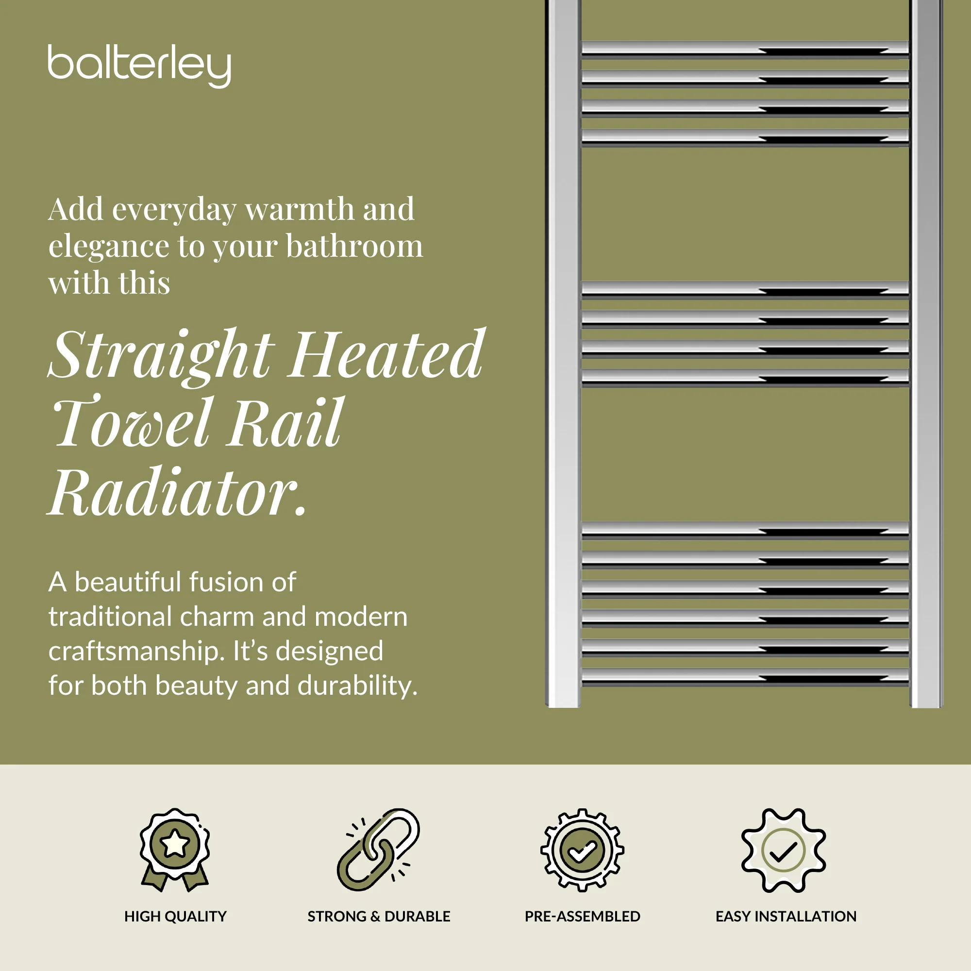 Straight Heated Rail Dual Fuel Towel Warmer, W: 500mm – Choice of Size & Finish - Image 78