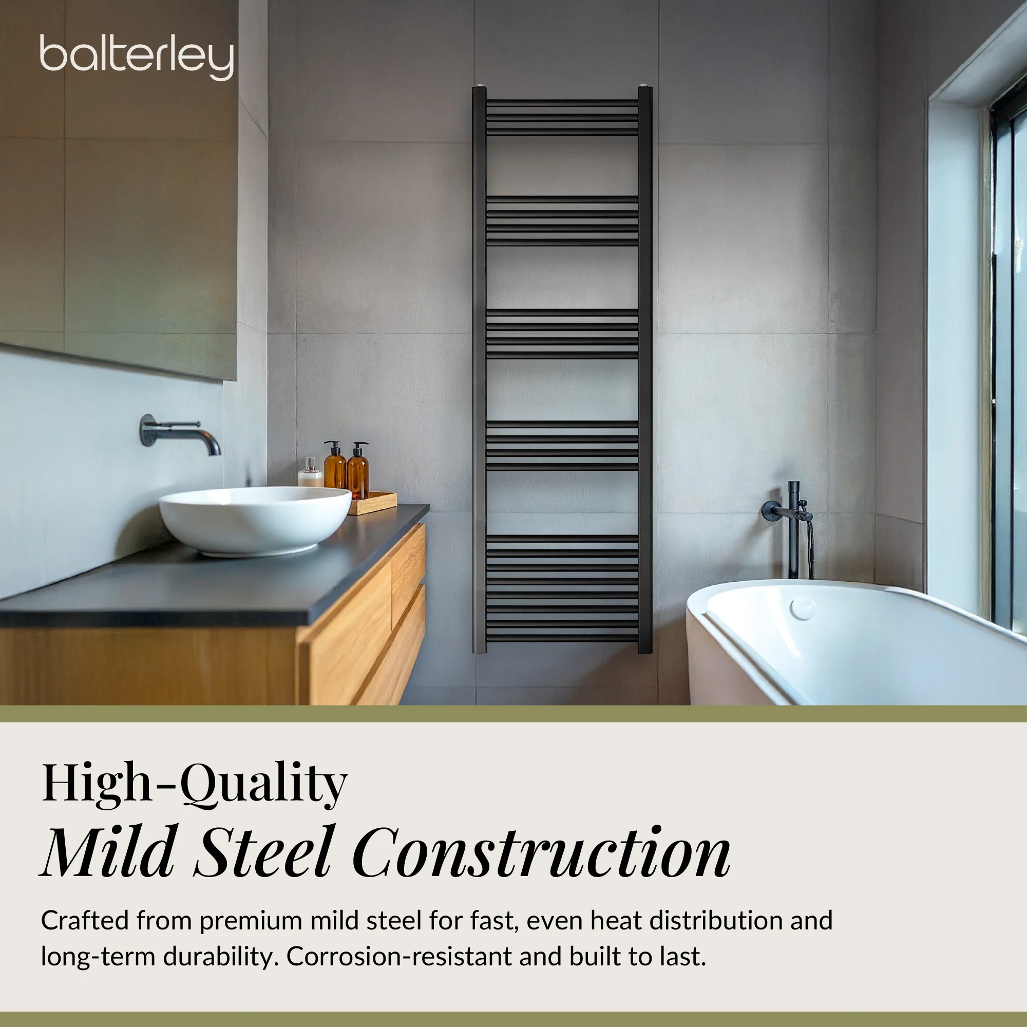 Straight Heated Rail Dual Fuel Towel Warmer, W: 500mm – Choice of Size & Finish - Image 86