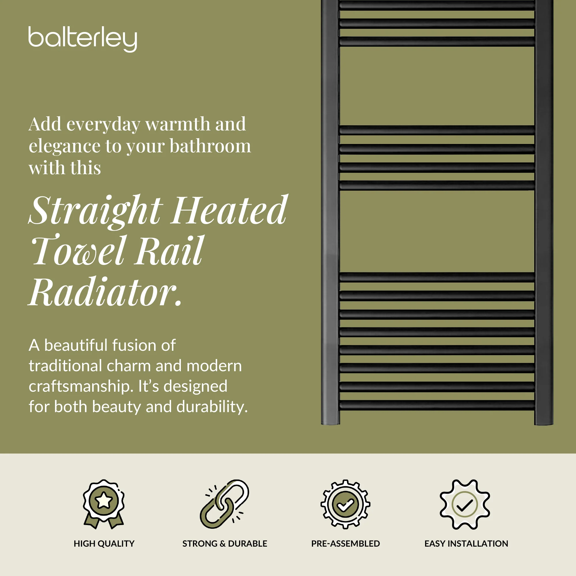 Straight Heated Rail Dual Fuel Towel Warmer, W: 500mm – Choice of Size & Finish - Image 90