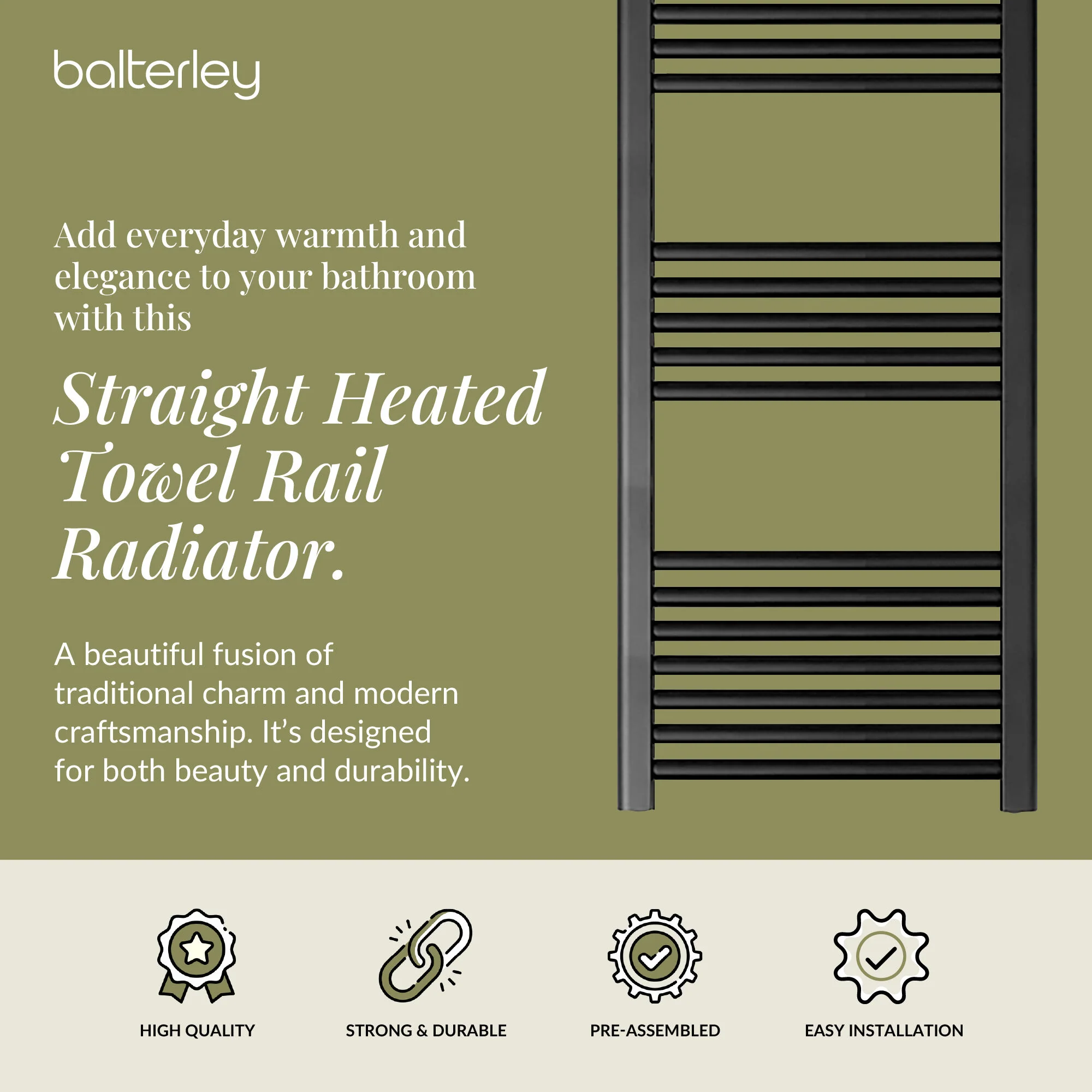 Straight Heated Rail Dual Fuel Towel Warmer, W: 400mm – Choice of Size & Finish - Image 38