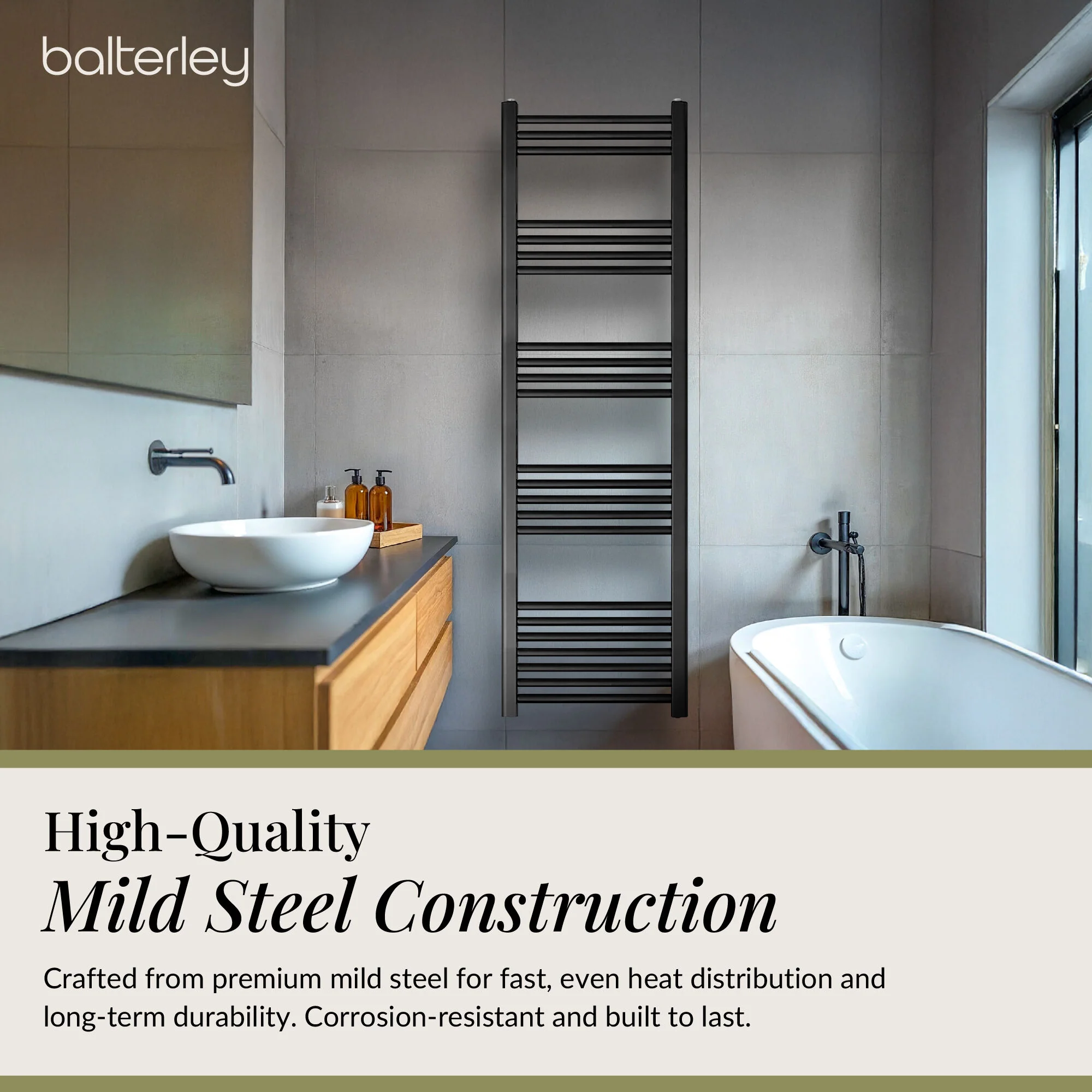 Straight Heated Rail Dual Fuel Towel Warmer, W: 400mm – Choice of Size & Finish - Image 40