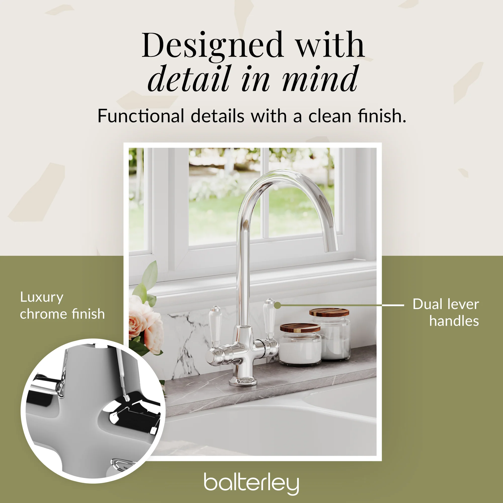 Traditional Mono Mixer Kitchen Tap - Multiple Handle and Finish Options Available - Image 34