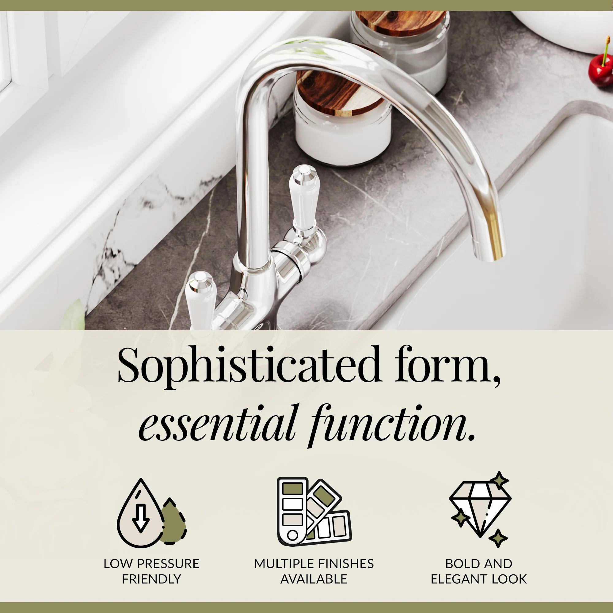 Traditional Mono Mixer Kitchen Tap - Multiple Handle and Finish Options Available - Image 35