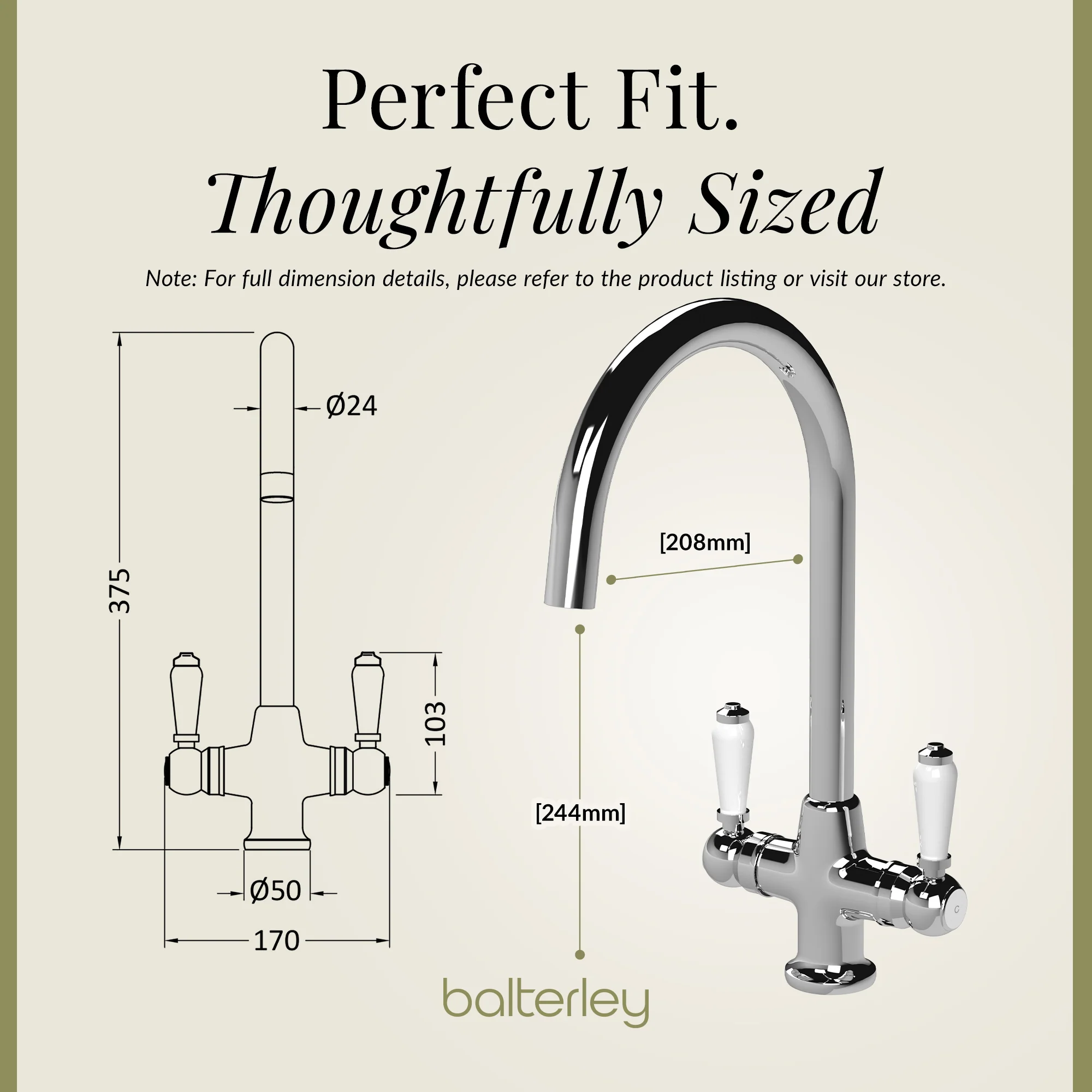 Traditional Mono Mixer Kitchen Tap - Multiple Handle and Finish Options Available - Image 37