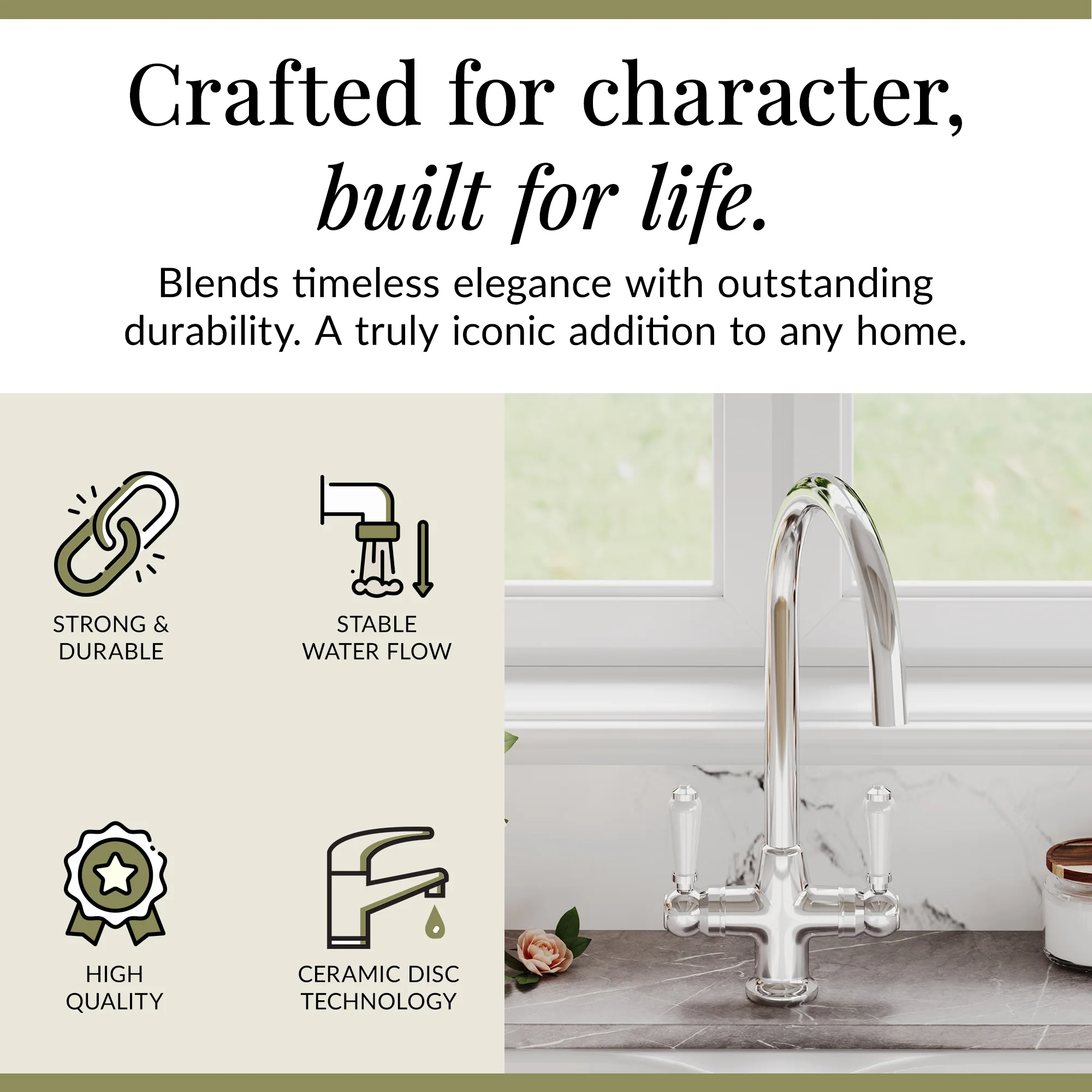 Traditional Mono Mixer Kitchen Tap - Multiple Handle and Finish Options Available - Image 38