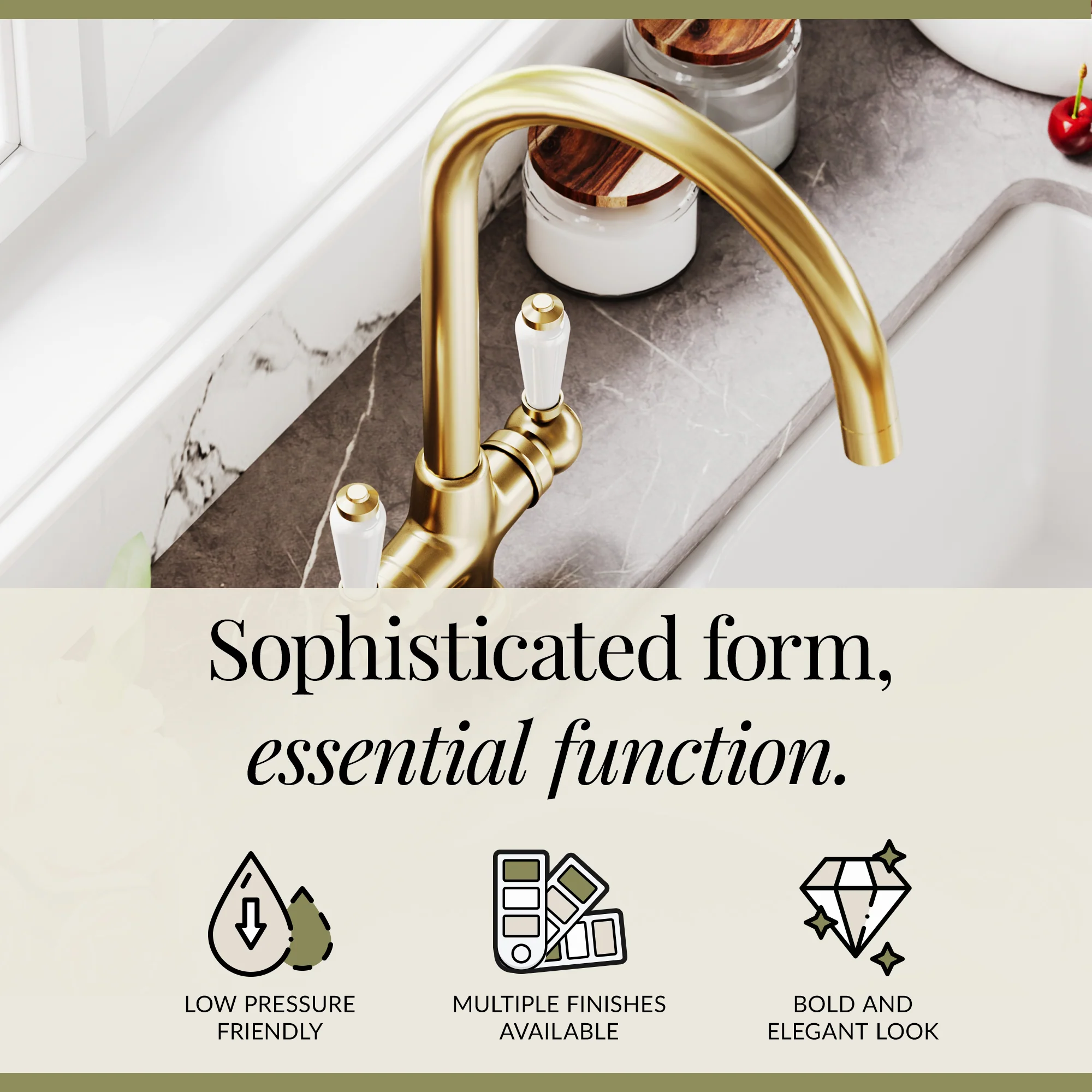 Traditional Mono Mixer Kitchen Tap - Multiple Handle and Finish Options Available - Image 60