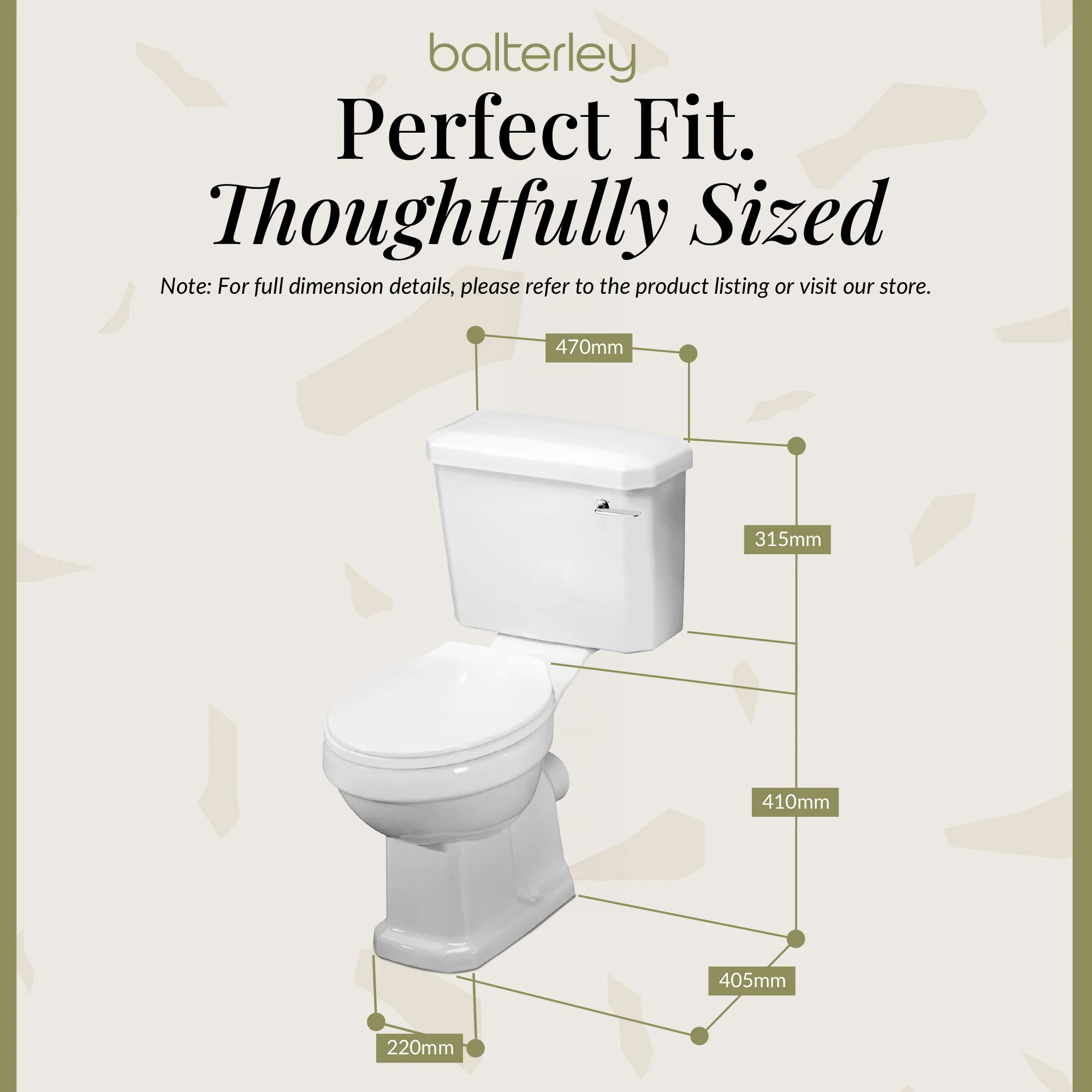 Traditional White Close Coupled Bathroom Toilet with Cistern & Soft Close Seat – 470mm - Image 5
