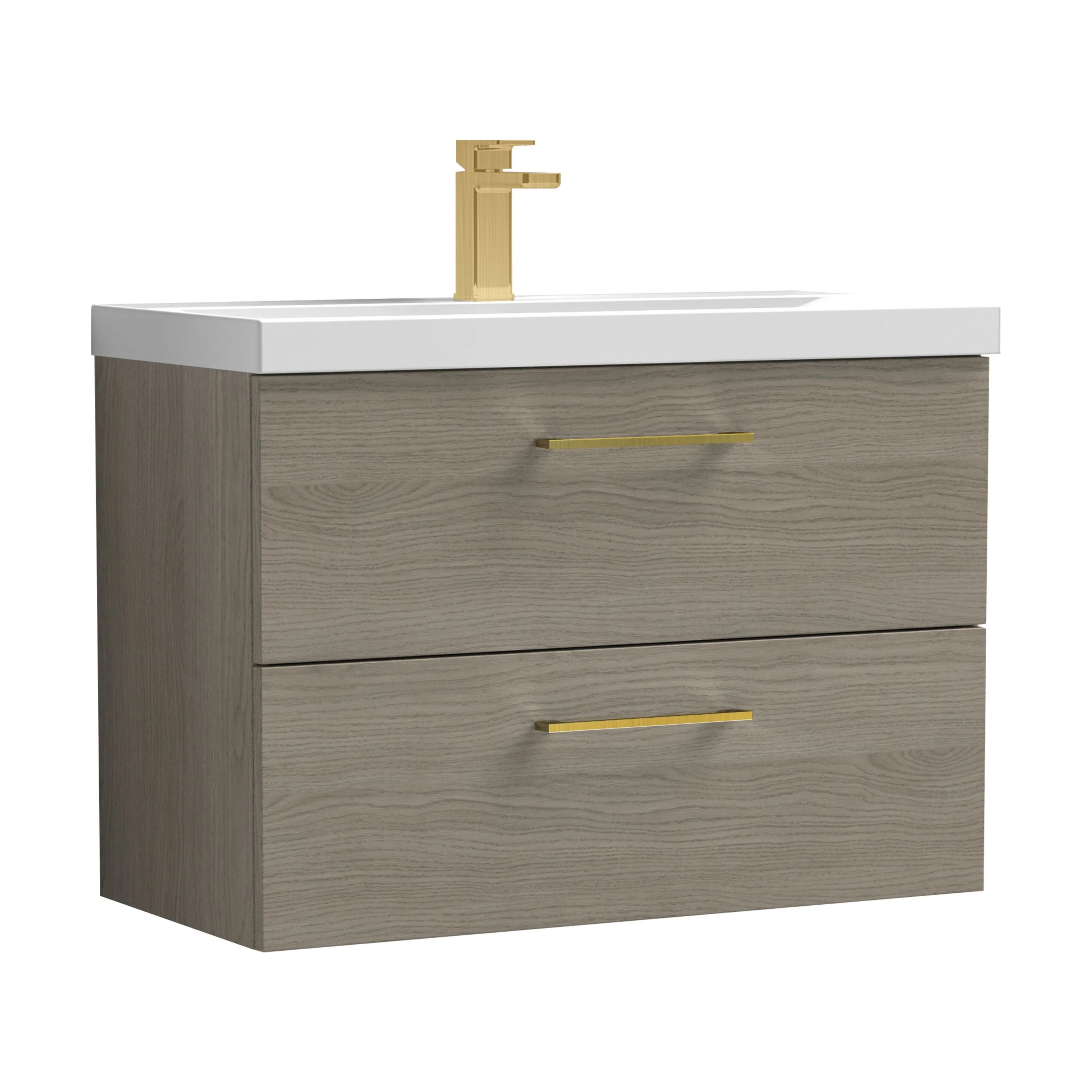 Wall Hung 2 Drawer Vanity Unit with Mid-Edge Ceramic Basin - Choice of Colour, Handle Finish and Size - Image 104