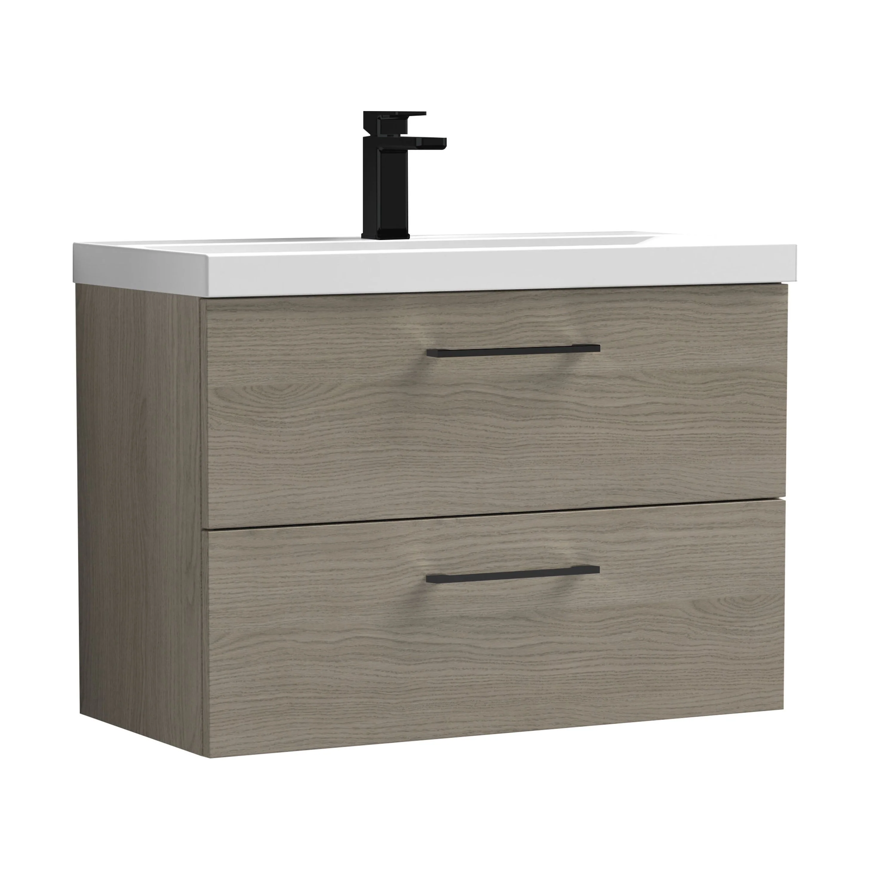 Wall Hung 2 Drawer Vanity Unit with Mid-Edge Ceramic Basin - Choice of Colour, Handle Finish and Size - Image 105