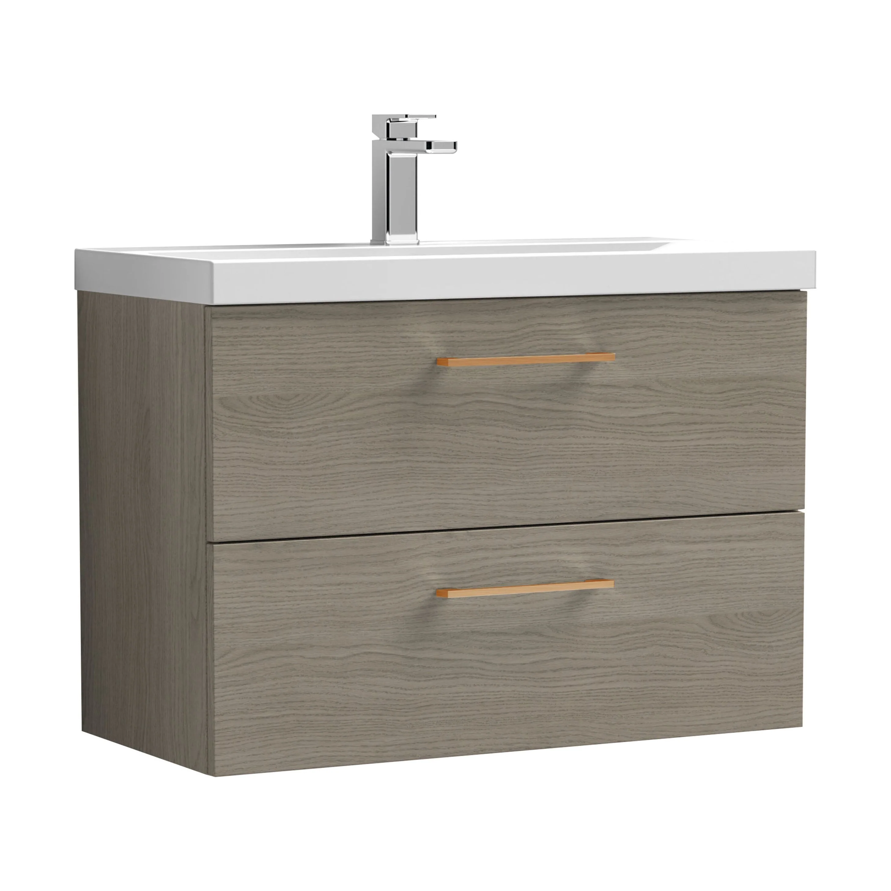 Wall Hung 2 Drawer Vanity Unit with Mid-Edge Ceramic Basin - Choice of Colour, Handle Finish and Size - Image 106