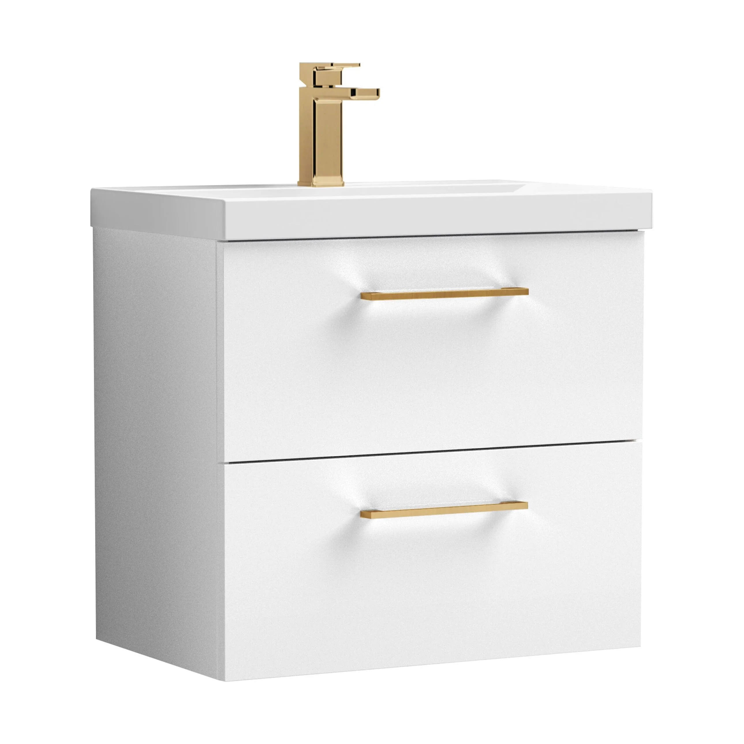 Wall Hung 2 Drawer Vanity Unit with Mid-Edge Ceramic Basin - Choice of Colour, Handle Finish and Size - Image 12