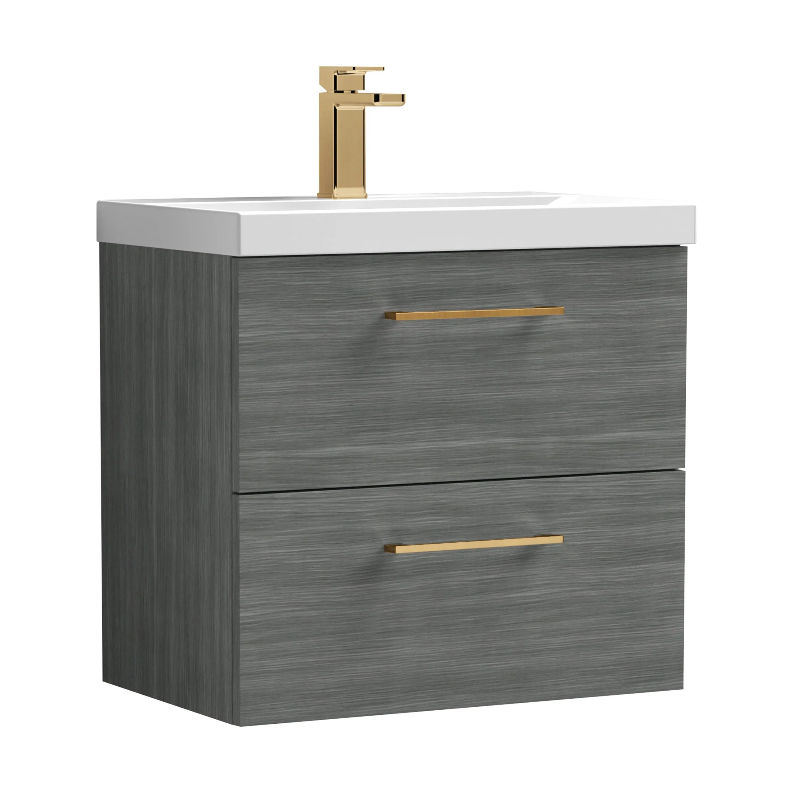 Wall Hung 2 Drawer Vanity Unit with Mid-Edge Ceramic Basin - Choice of Colour, Handle Finish and Size - Image 120