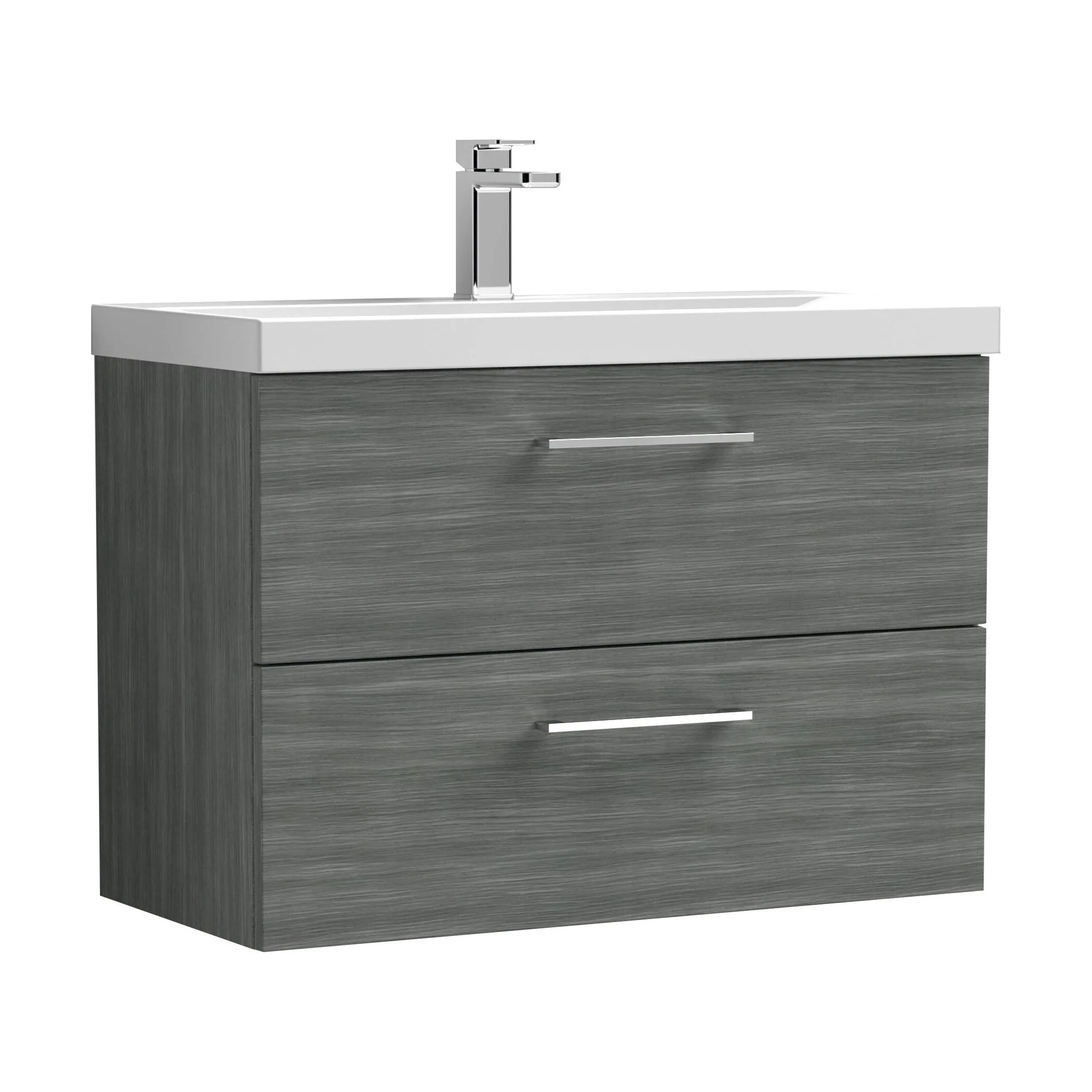 Wall Hung 2 Drawer Vanity Unit with Mid-Edge Ceramic Basin - Choice of Colour, Handle Finish and Size - Image 124