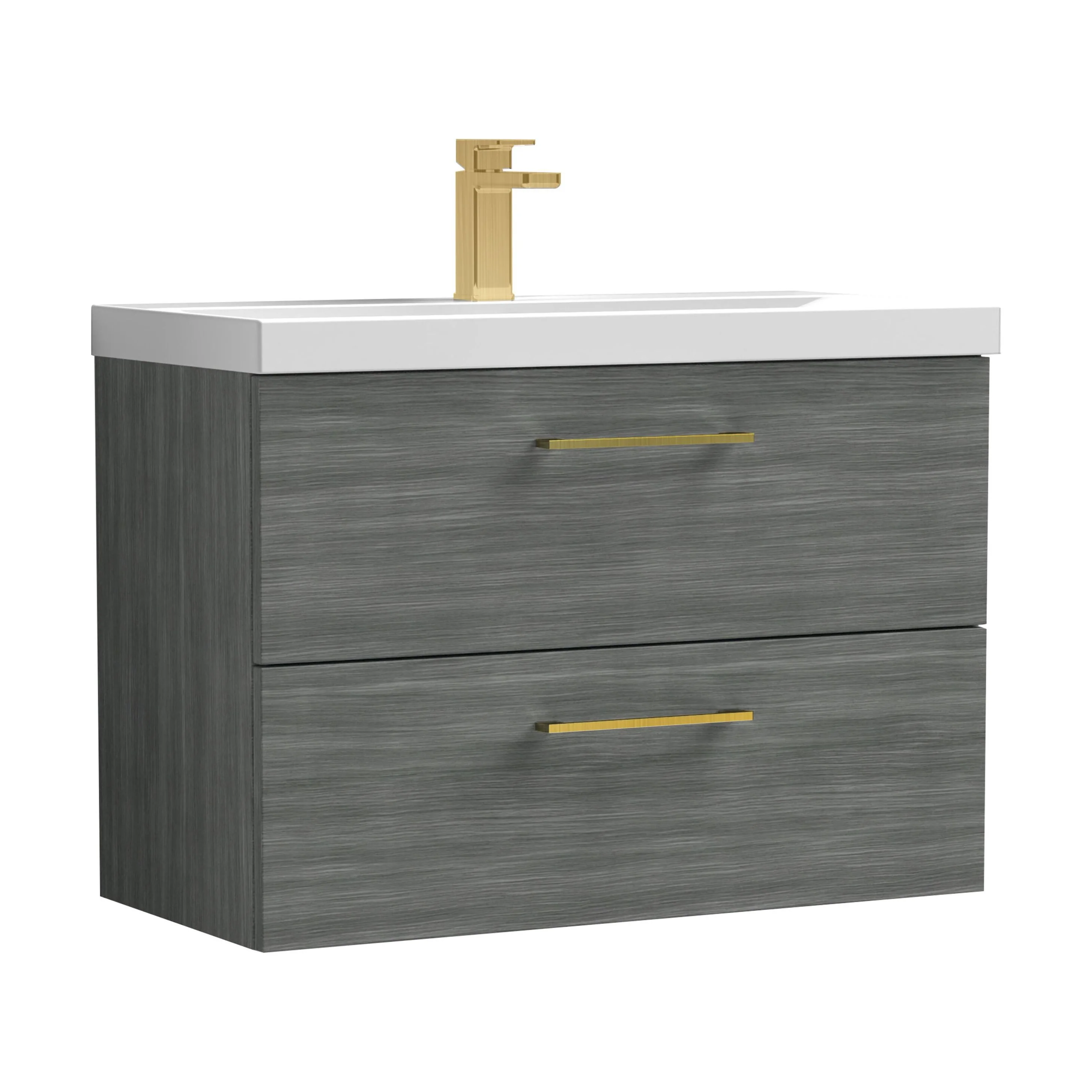 Wall Hung 2 Drawer Vanity Unit with Mid-Edge Ceramic Basin - Choice of Colour, Handle Finish and Size - Image 129