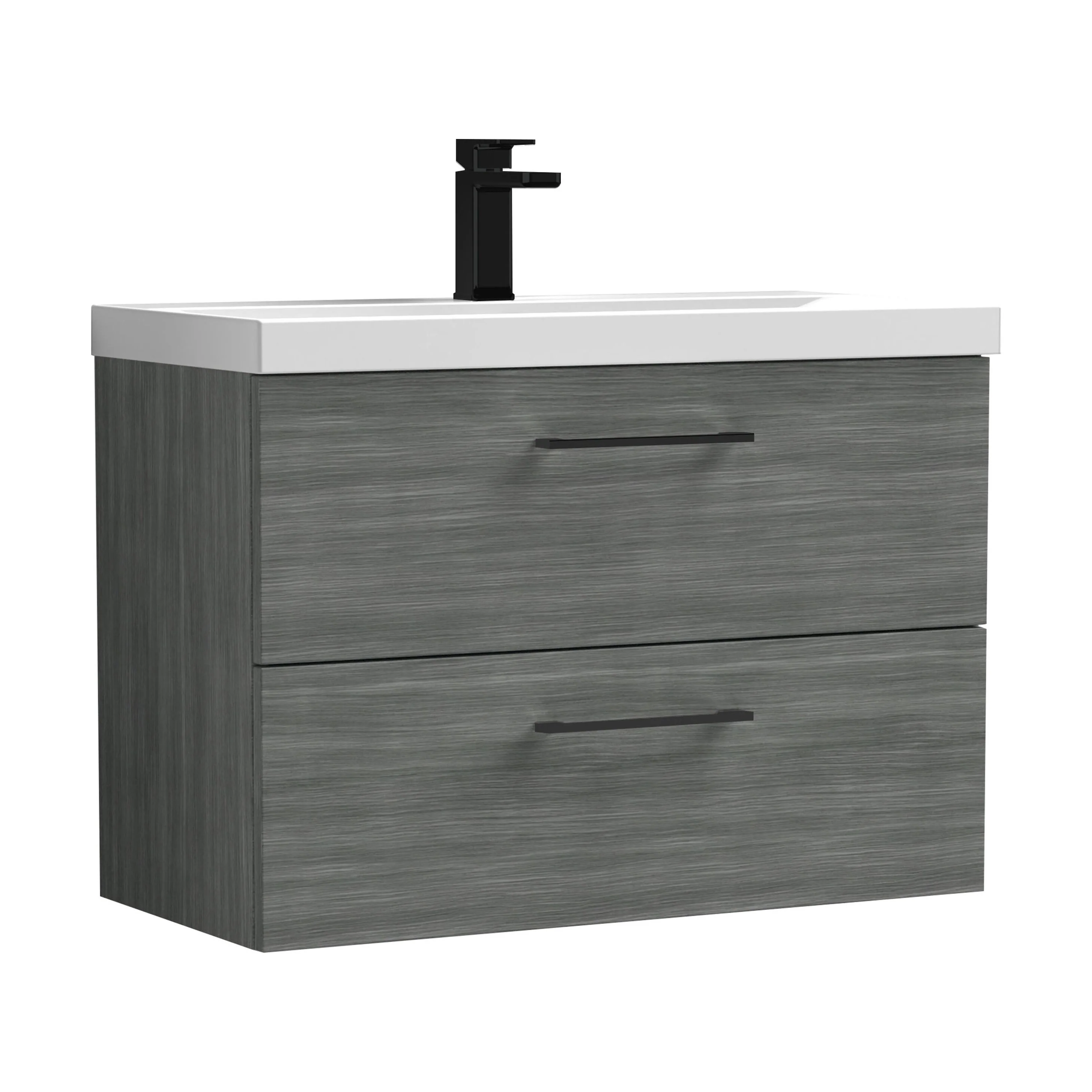 Wall Hung 2 Drawer Vanity Unit with Mid-Edge Ceramic Basin - Choice of Colour, Handle Finish and Size - Image 131
