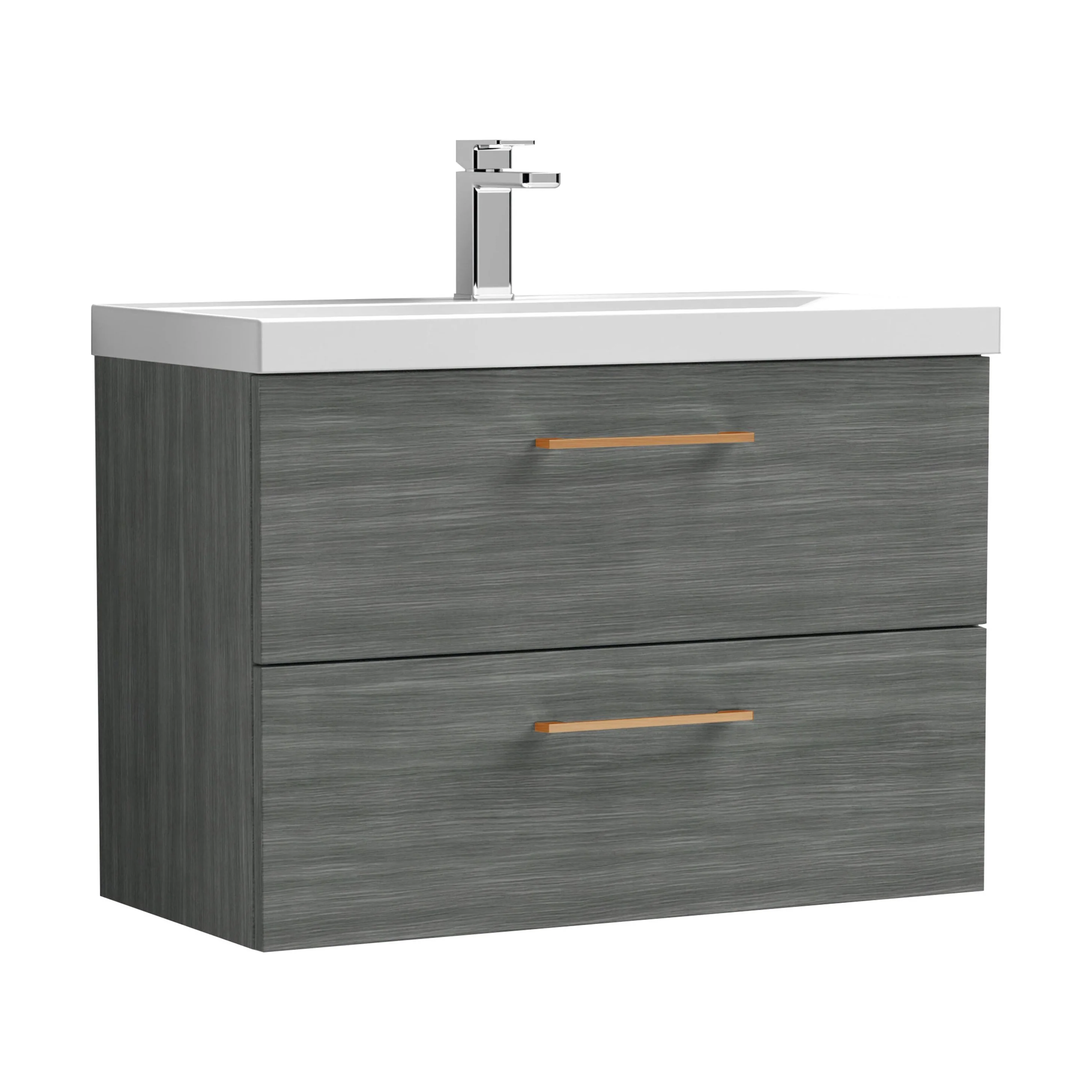 Wall Hung 2 Drawer Vanity Unit with Mid-Edge Ceramic Basin - Choice of Colour, Handle Finish and Size - Image 133