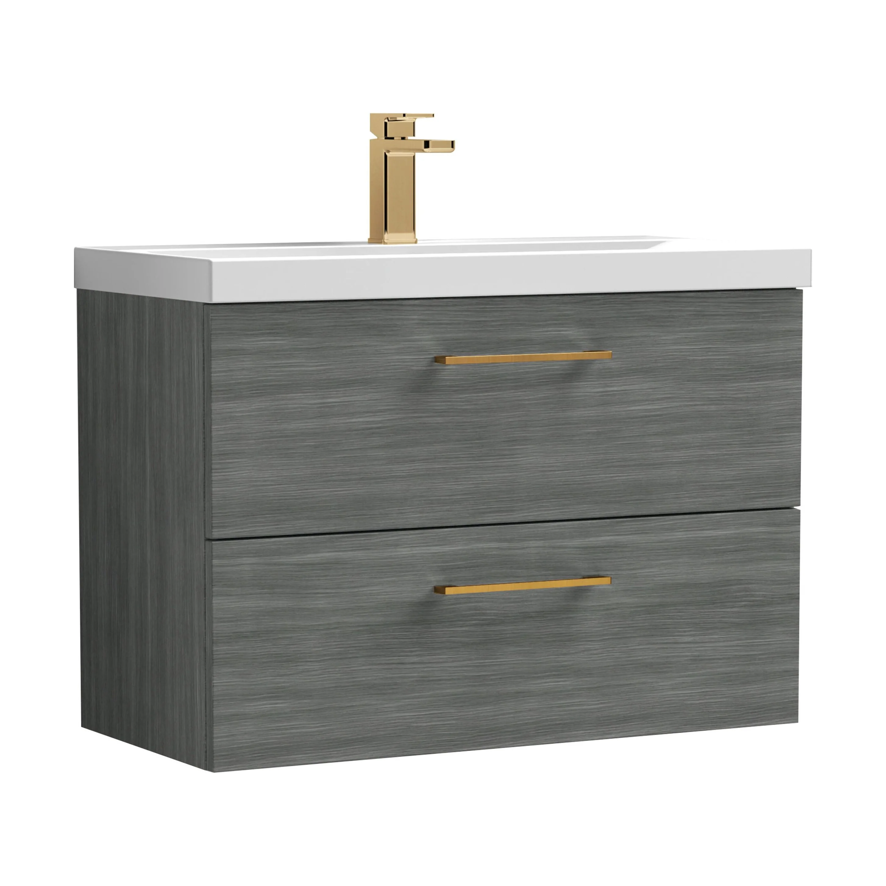 Wall Hung 2 Drawer Vanity Unit with Mid-Edge Ceramic Basin - Choice of Colour, Handle Finish and Size - Image 135