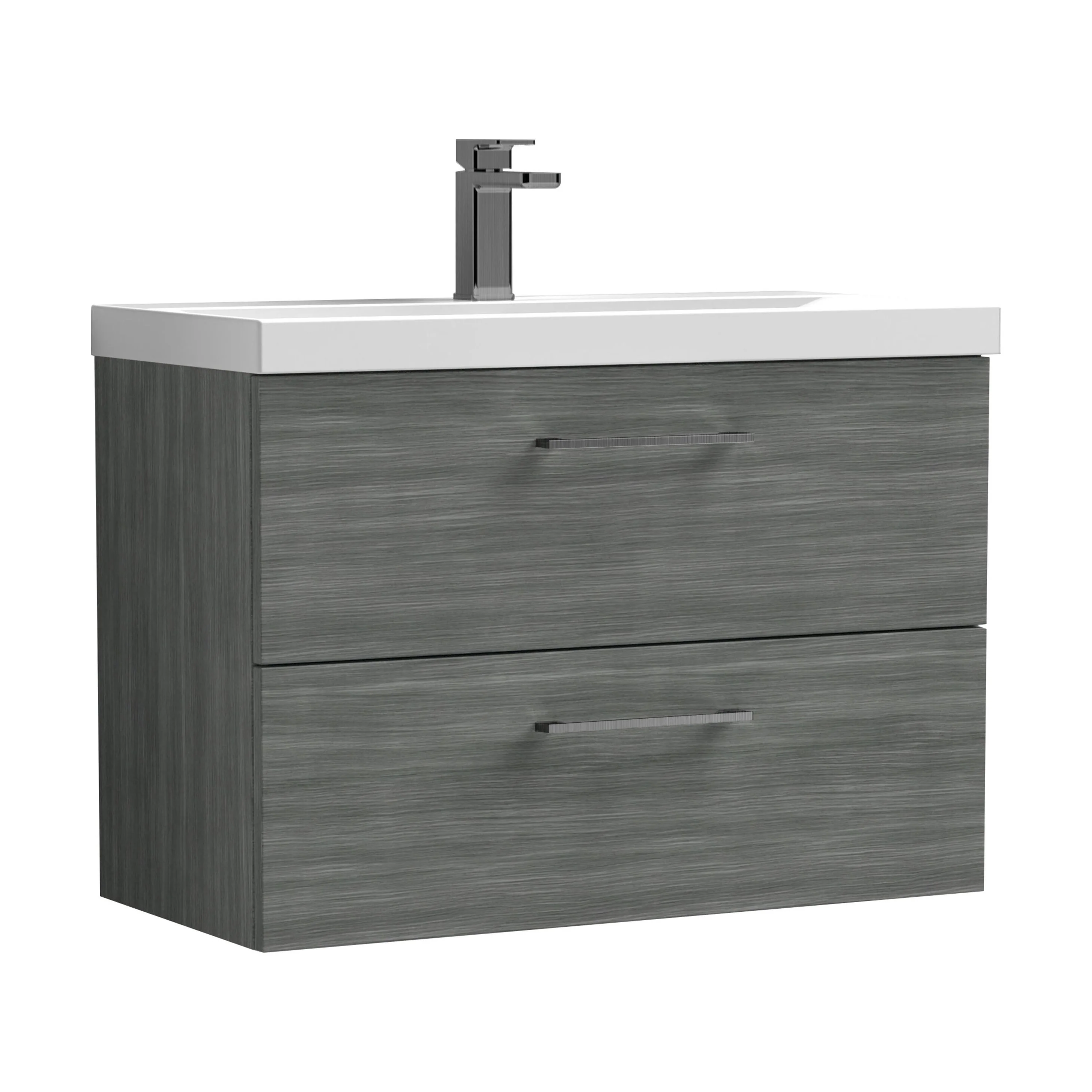 Wall Hung 2 Drawer Vanity Unit with Mid-Edge Ceramic Basin - Choice of Colour, Handle Finish and Size - Image 137