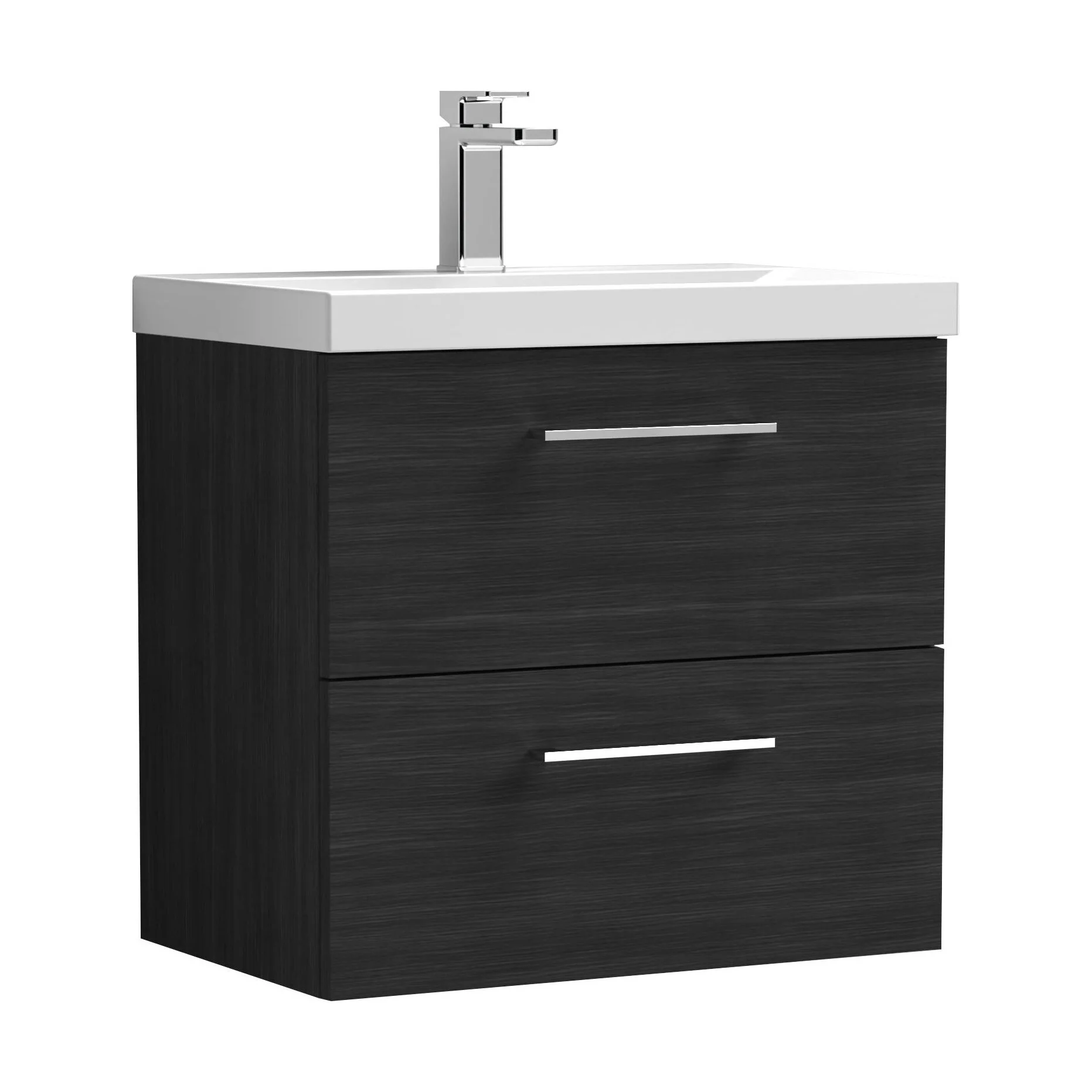 Wall Hung 2 Drawer Vanity Unit with Mid-Edge Ceramic Basin - Choice of Colour, Handle Finish and Size - Image 139