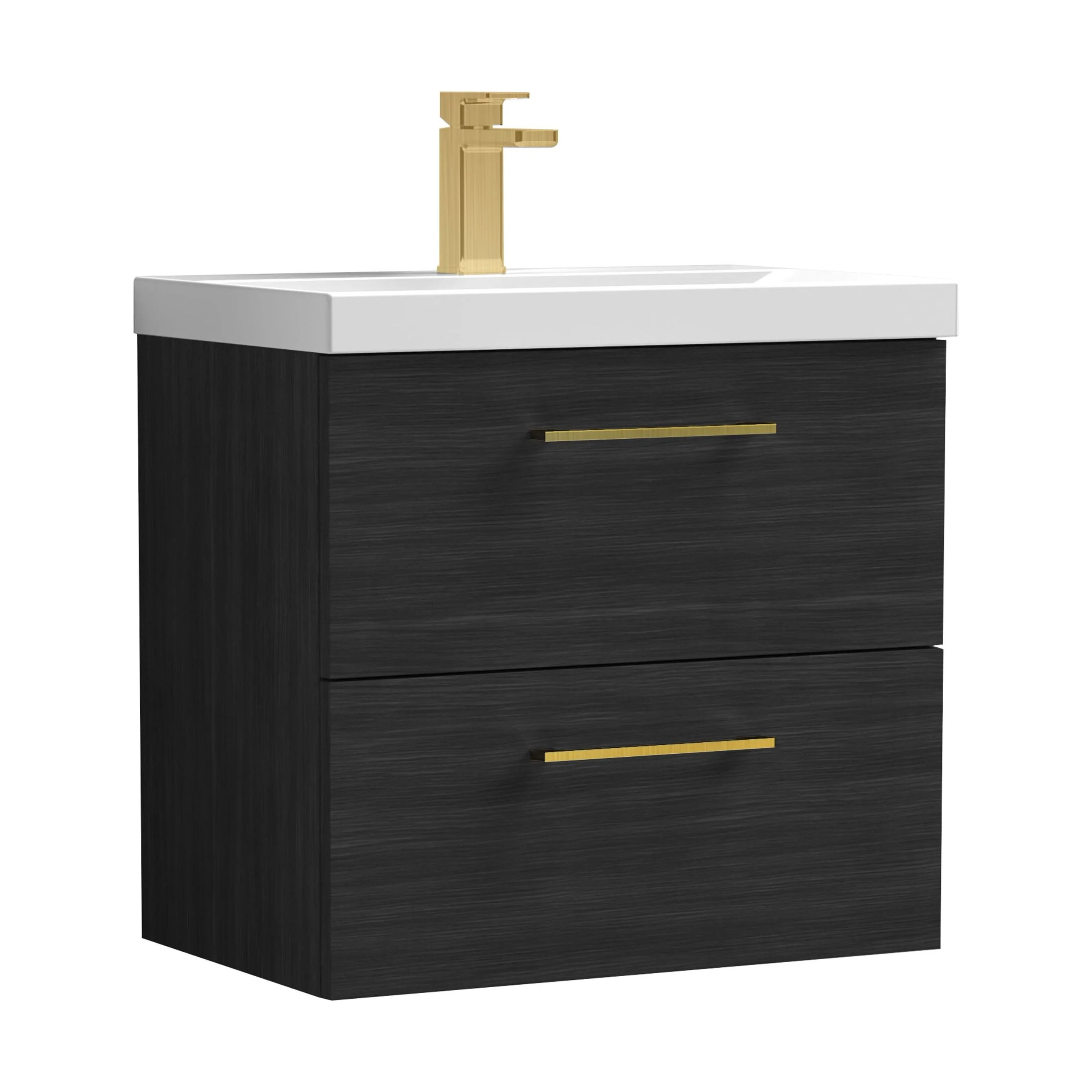 Wall Hung 2 Drawer Vanity Unit with Mid-Edge Ceramic Basin - Choice of Colour, Handle Finish and Size - Image 144