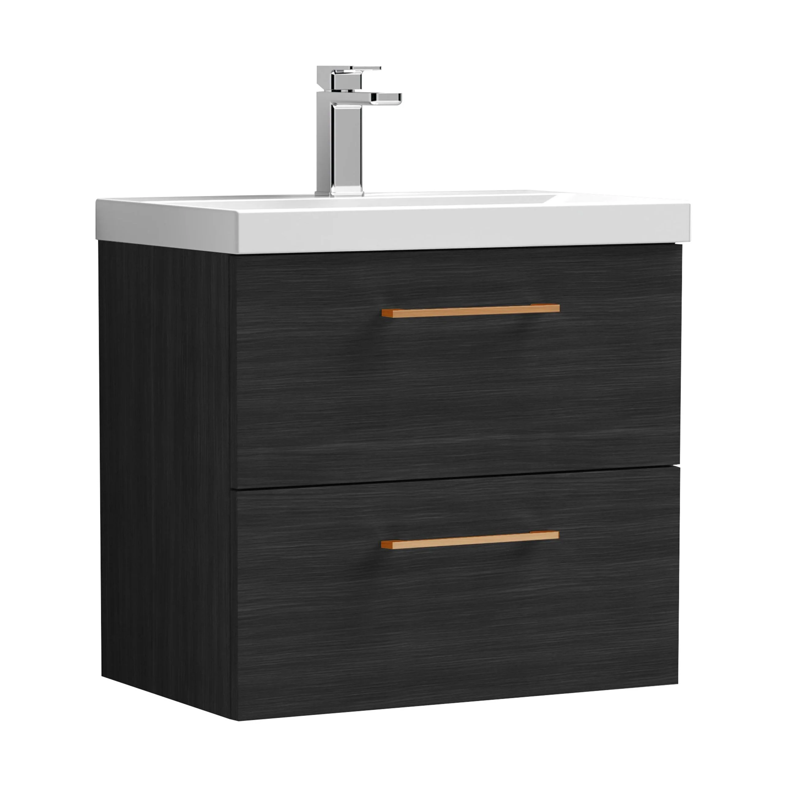Wall Hung 2 Drawer Vanity Unit with Mid-Edge Ceramic Basin - Choice of Colour, Handle Finish and Size - Image 148