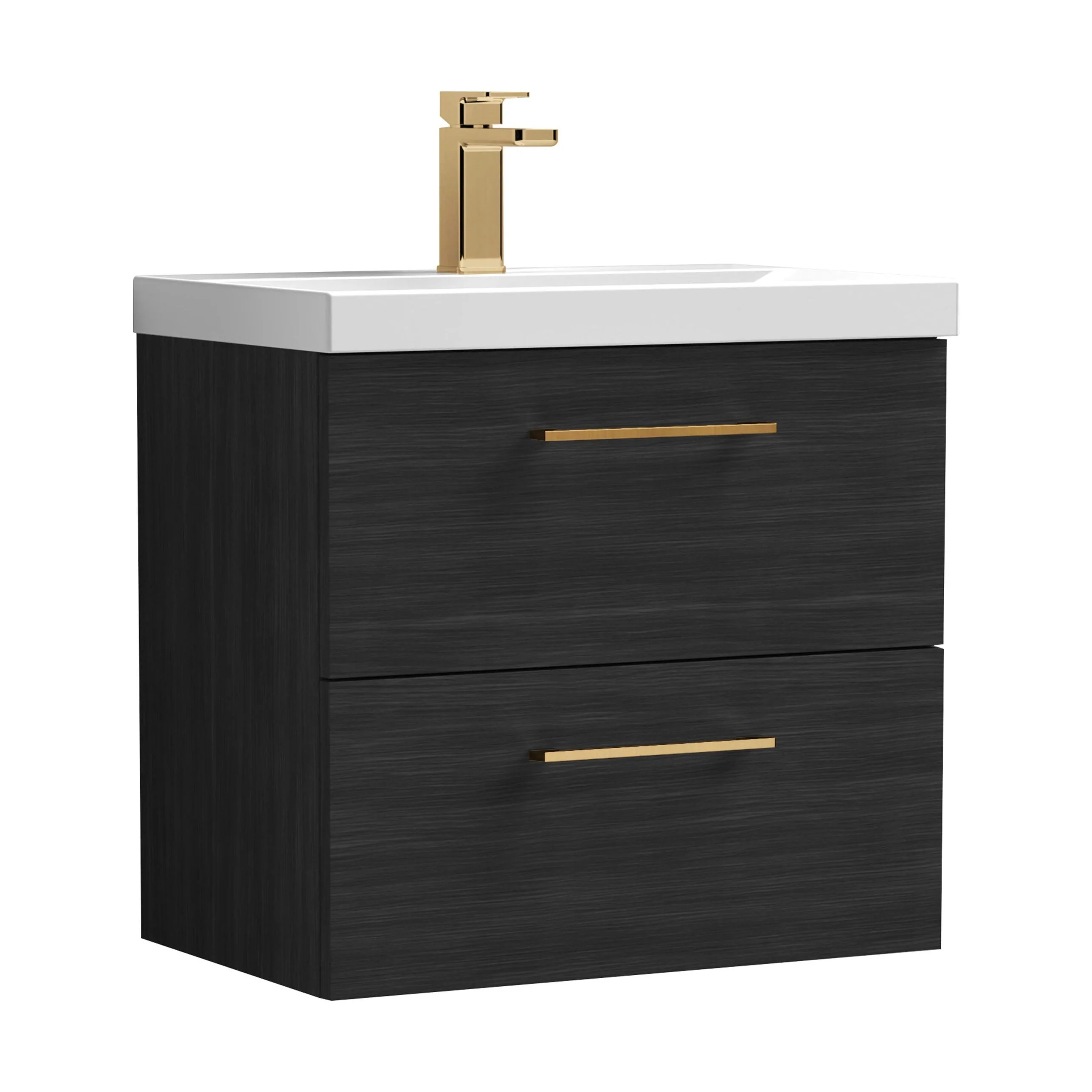 Wall Hung 2 Drawer Vanity Unit with Mid-Edge Ceramic Basin - Choice of Colour, Handle Finish and Size - Image 150