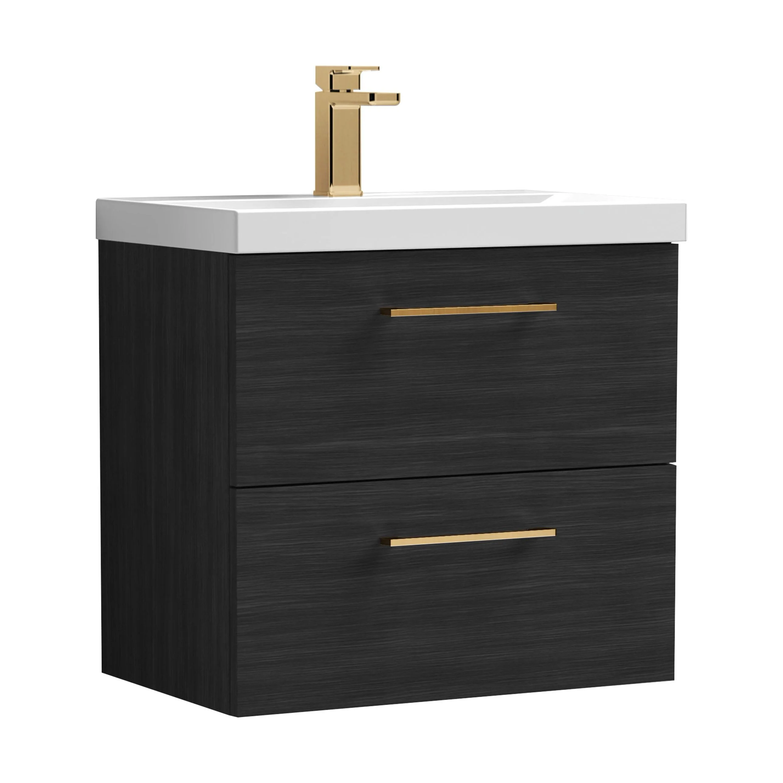 Wall Hung 2 Drawer Vanity Unit with Mid-Edge Ceramic Basin - Choice of Colour, Handle Finish and Size - Image 152