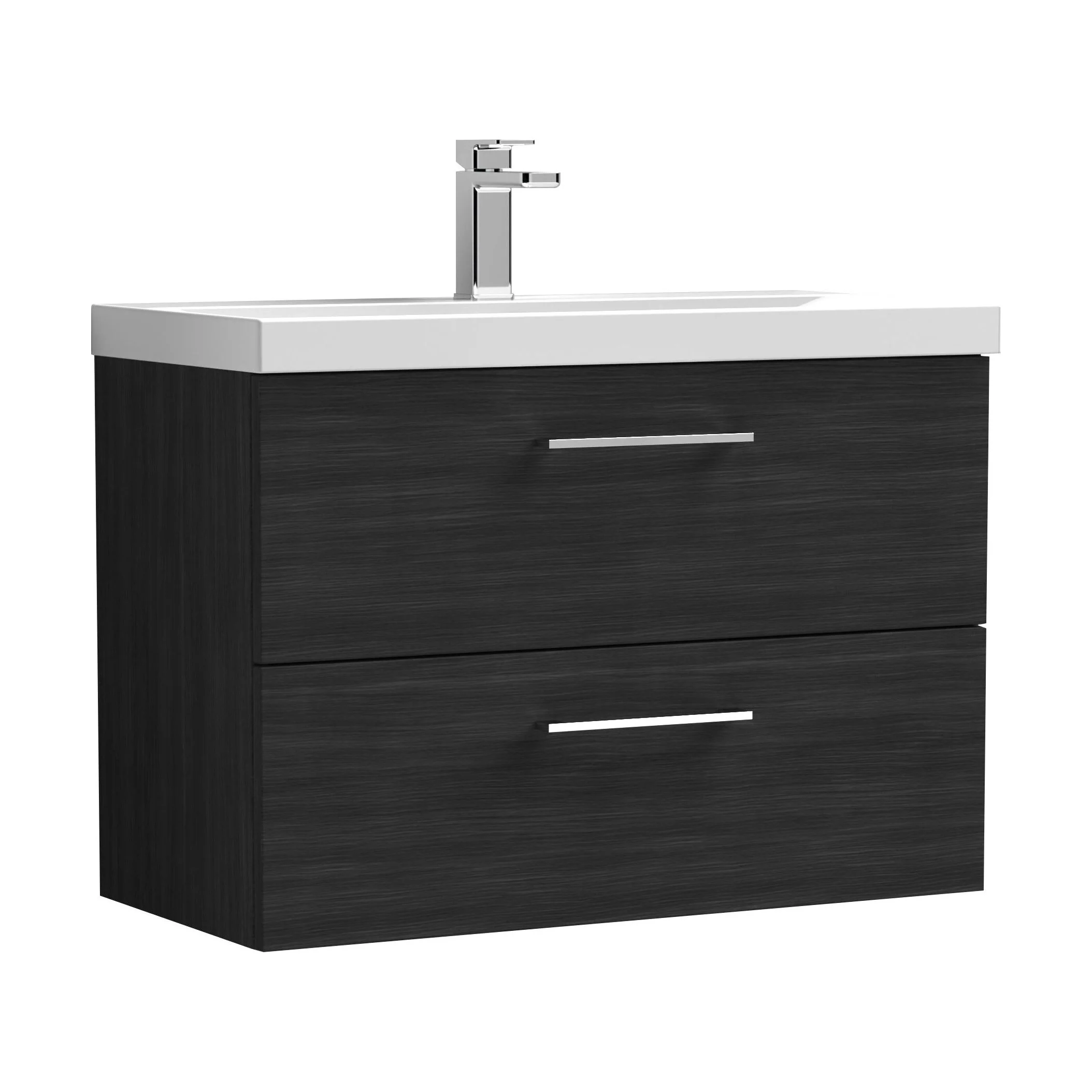 Wall Hung 2 Drawer Vanity Unit with Mid-Edge Ceramic Basin - Choice of Colour, Handle Finish and Size - Image 154