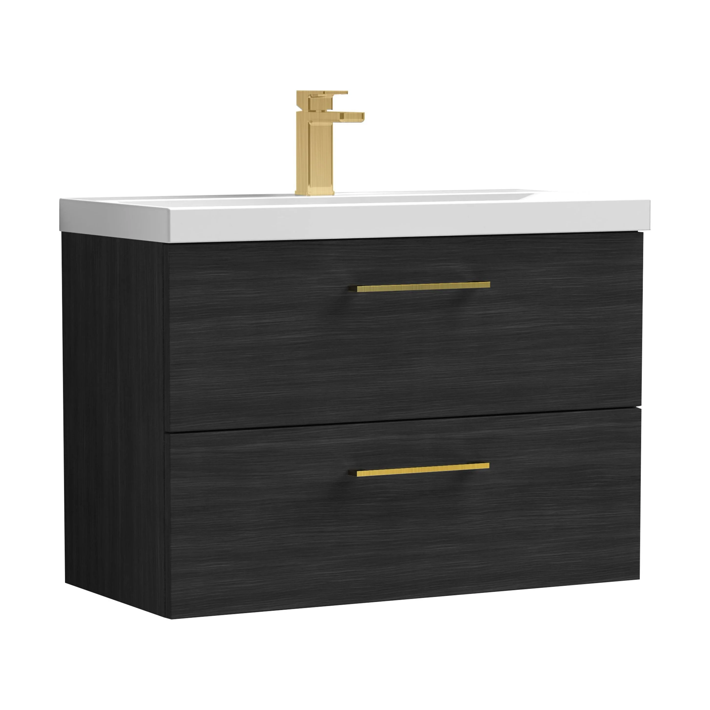 Wall Hung 2 Drawer Vanity Unit with Mid-Edge Ceramic Basin - Choice of Colour, Handle Finish and Size - Image 159
