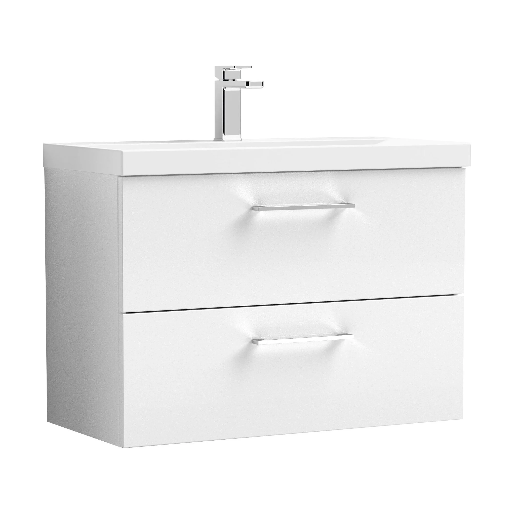Wall Hung 2 Drawer Vanity Unit with Mid-Edge Ceramic Basin - Choice of Colour, Handle Finish and Size - Image 16