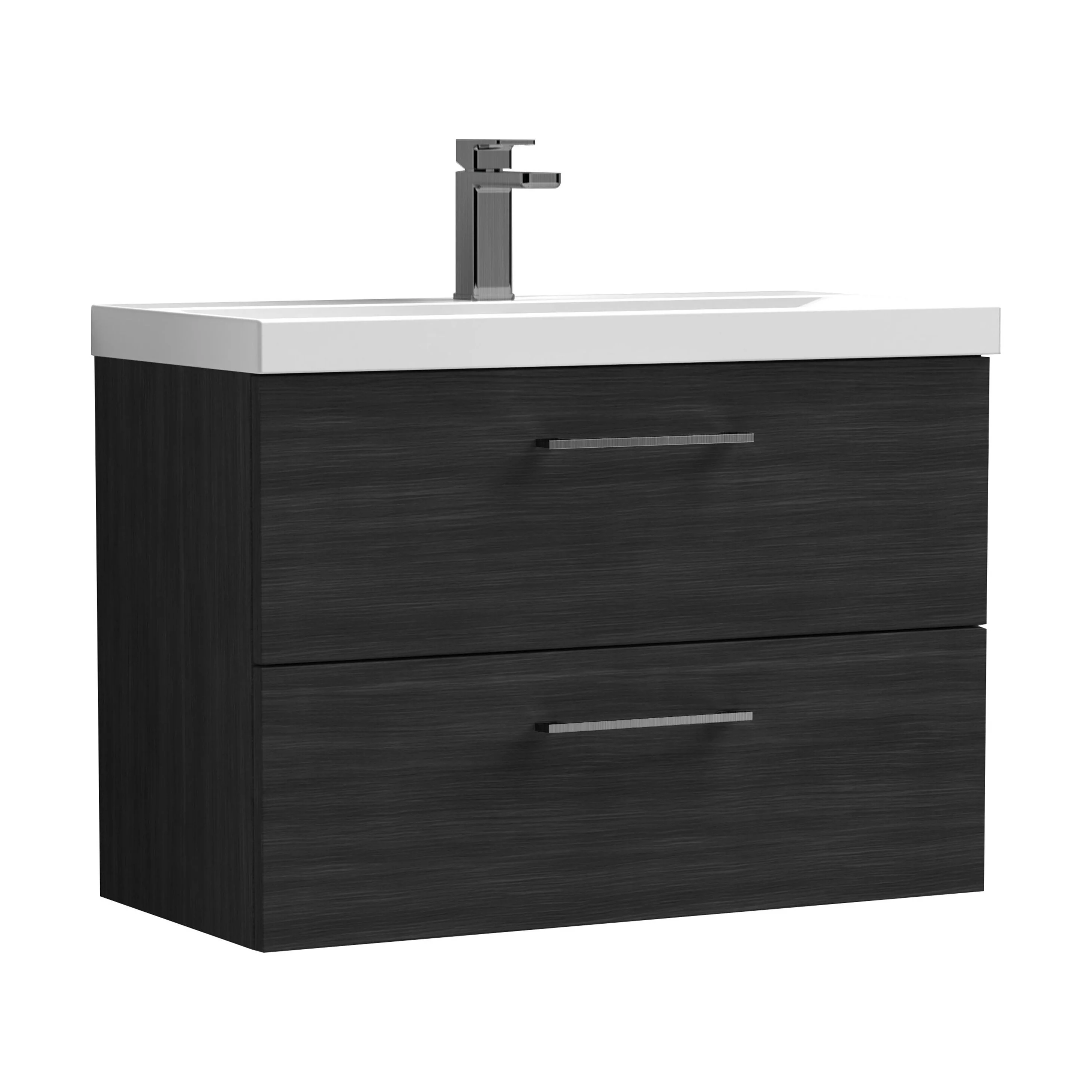 Wall Hung 2 Drawer Vanity Unit with Mid-Edge Ceramic Basin - Choice of Colour, Handle Finish and Size - Image 167