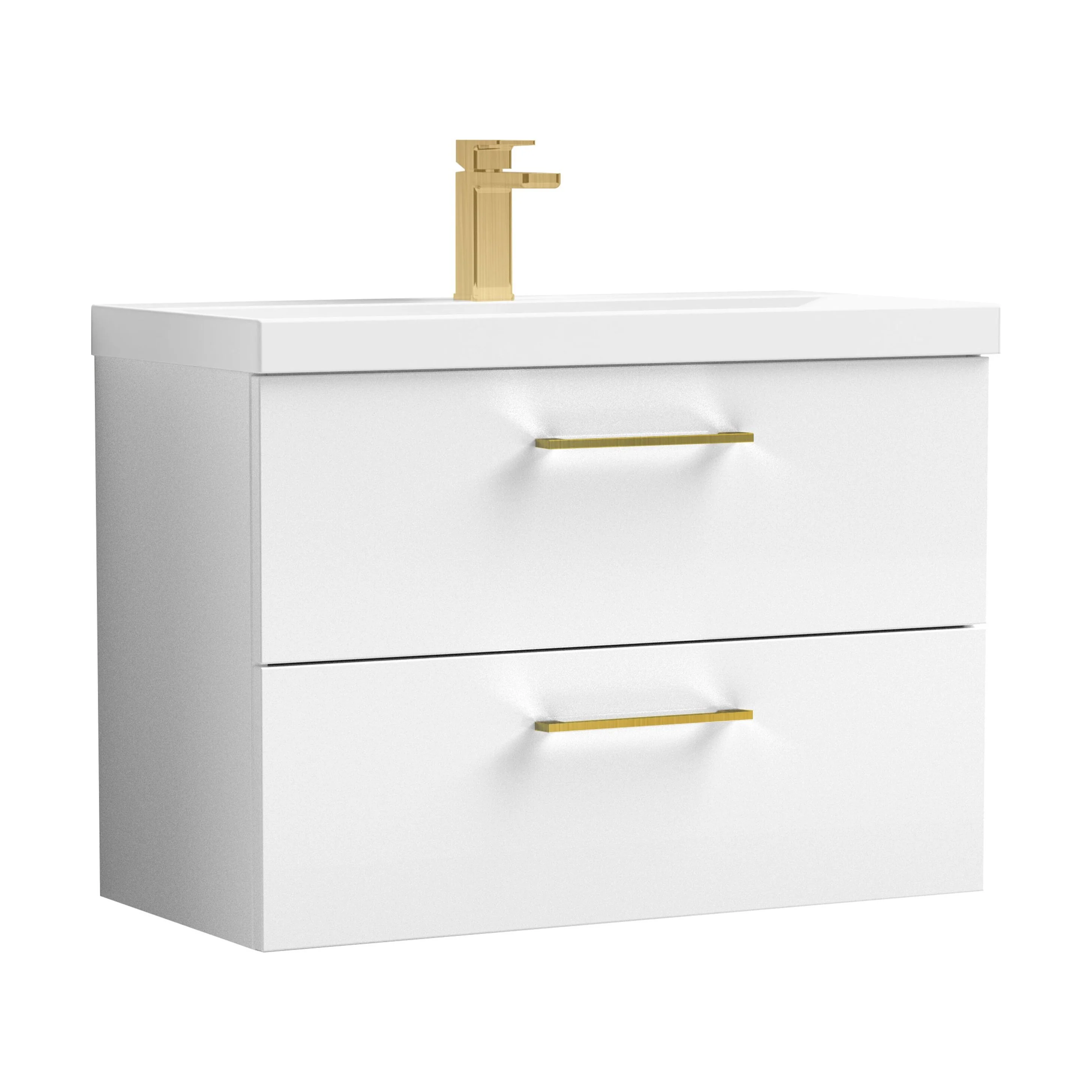 Wall Hung 2 Drawer Vanity Unit with Mid-Edge Ceramic Basin - Choice of Colour, Handle Finish and Size - Image 21
