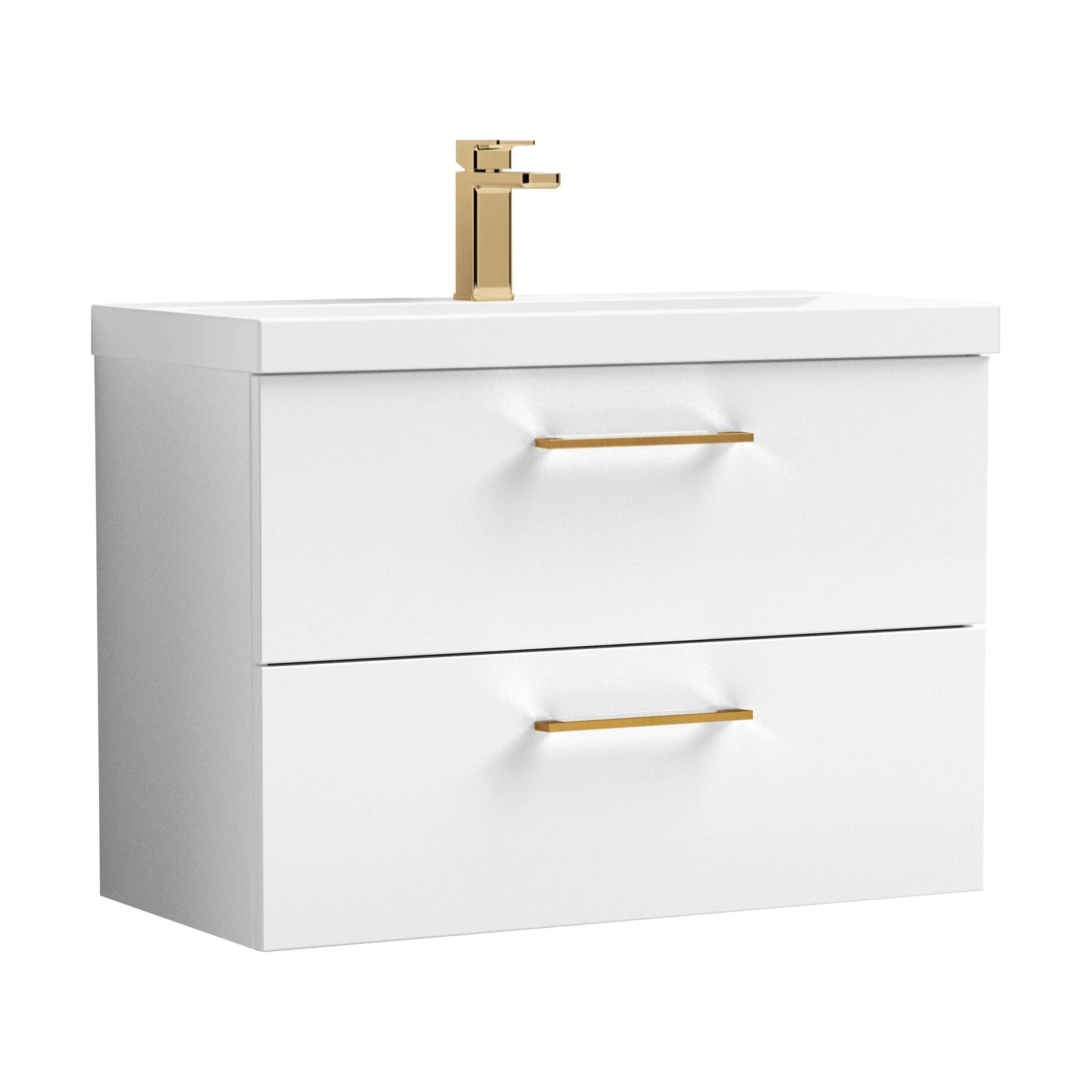 Wall Hung 2 Drawer Vanity Unit with Mid-Edge Ceramic Basin - Choice of Colour, Handle Finish and Size - Image 27