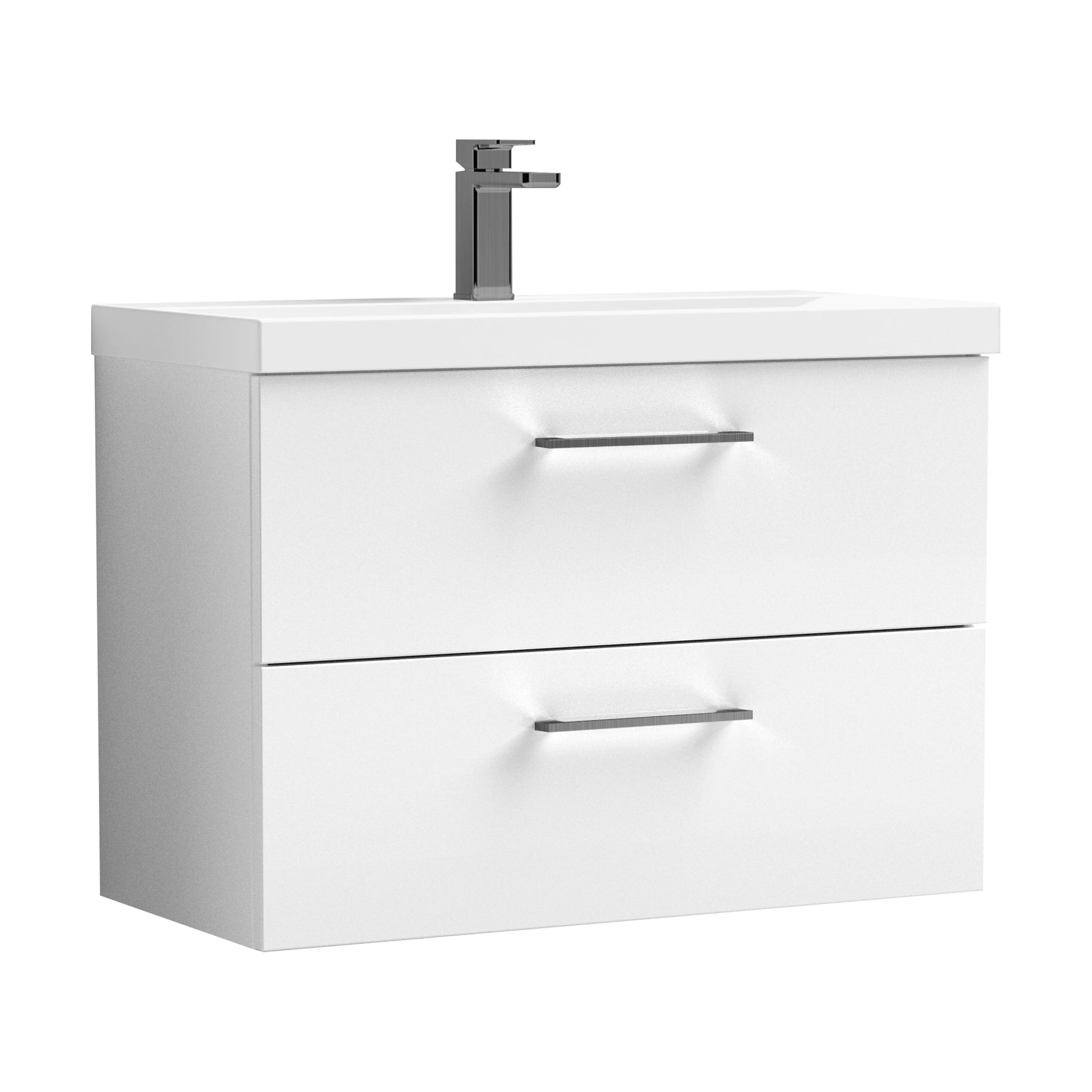 Wall Hung 2 Drawer Vanity Unit with Mid-Edge Ceramic Basin - Choice of Colour, Handle Finish and Size - Image 29