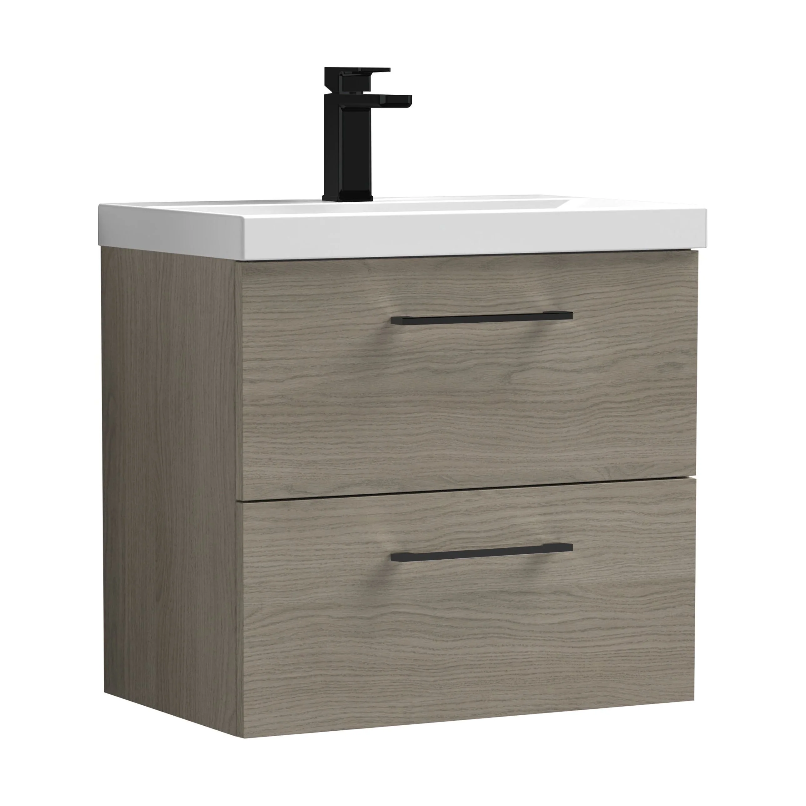 Wall Hung 2 Drawer Vanity Unit with Mid-Edge Ceramic Basin - Choice of Colour, Handle Finish and Size - Image 95