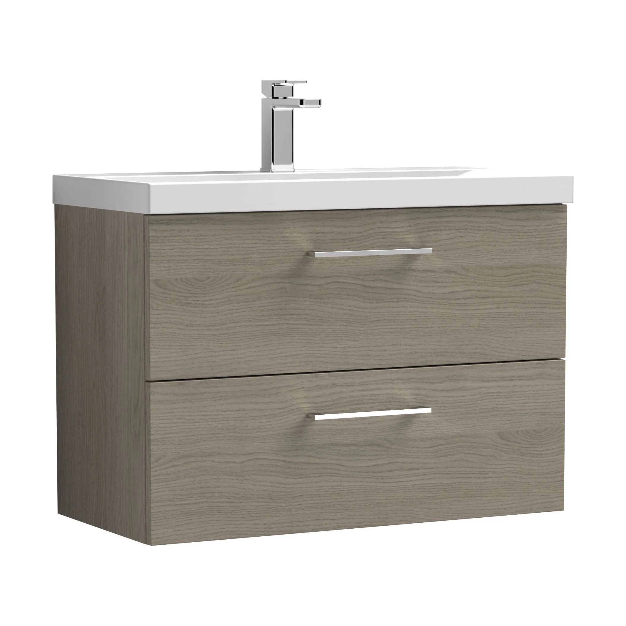Wall Hung 2 Drawer Vanity Unit with Mid-Edge Ceramic Basin - Choice of Colour, Handle Finish and Size - Image 99